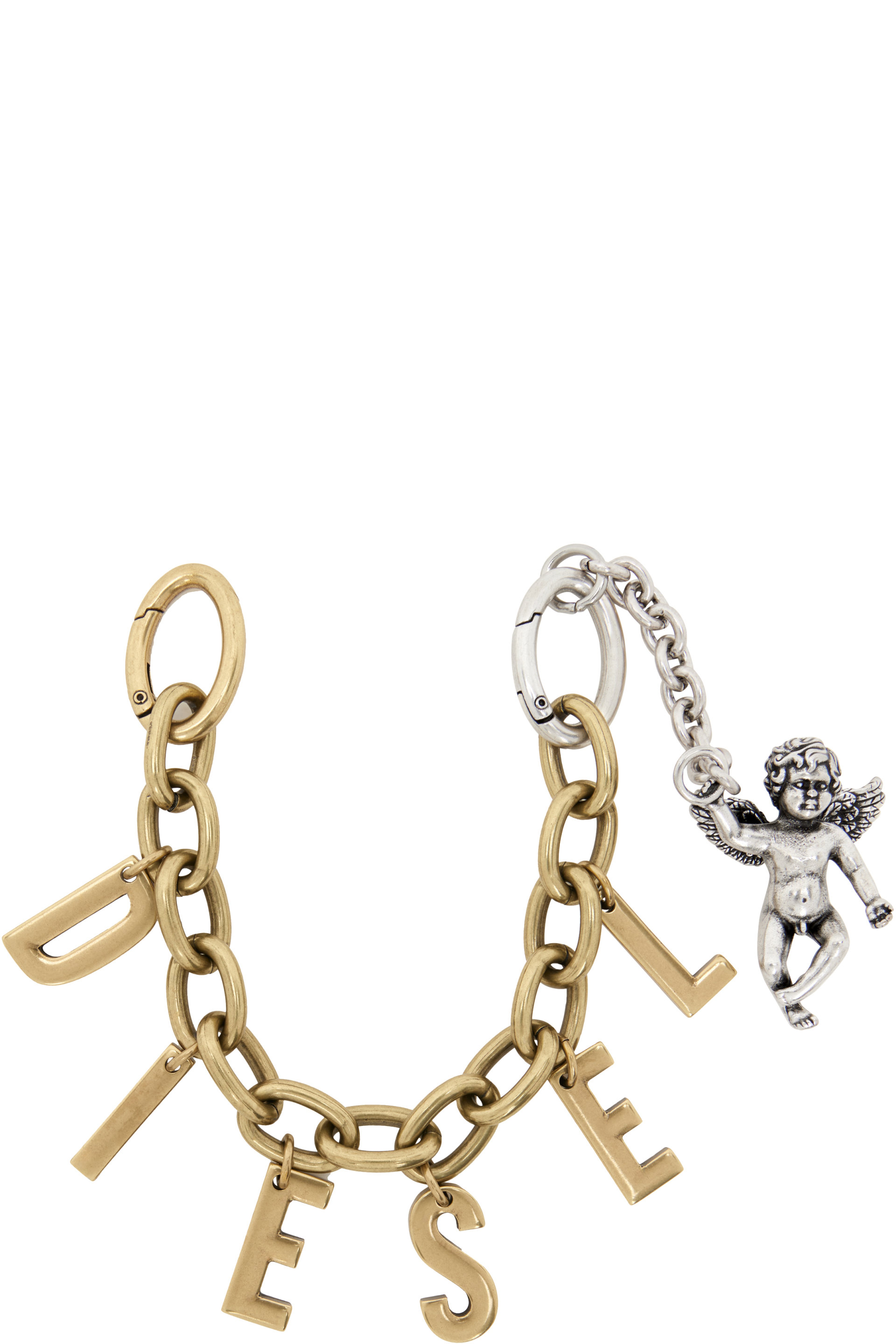 Diesel - Gold & Silver Metal Letter Charm Cherrub Keychain