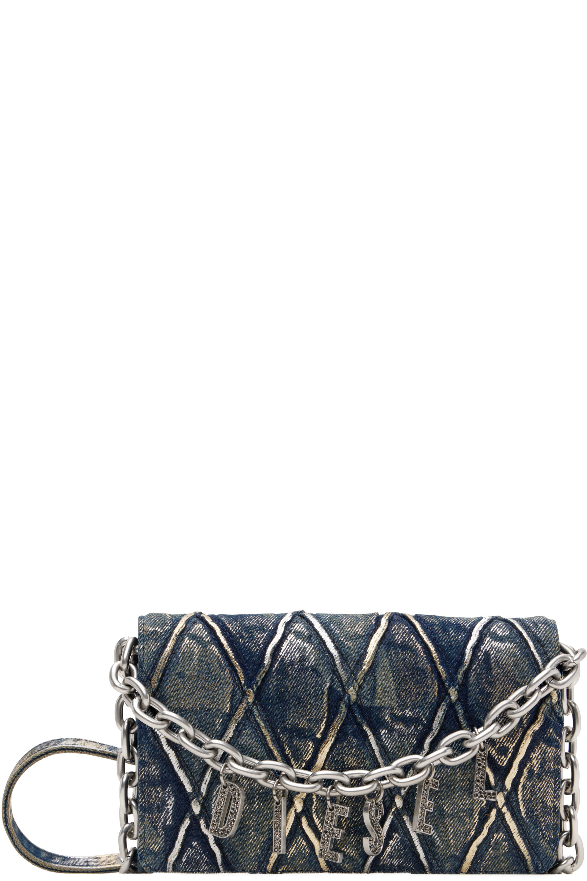 Diesel - Portefeuille matelassé bleu en denim