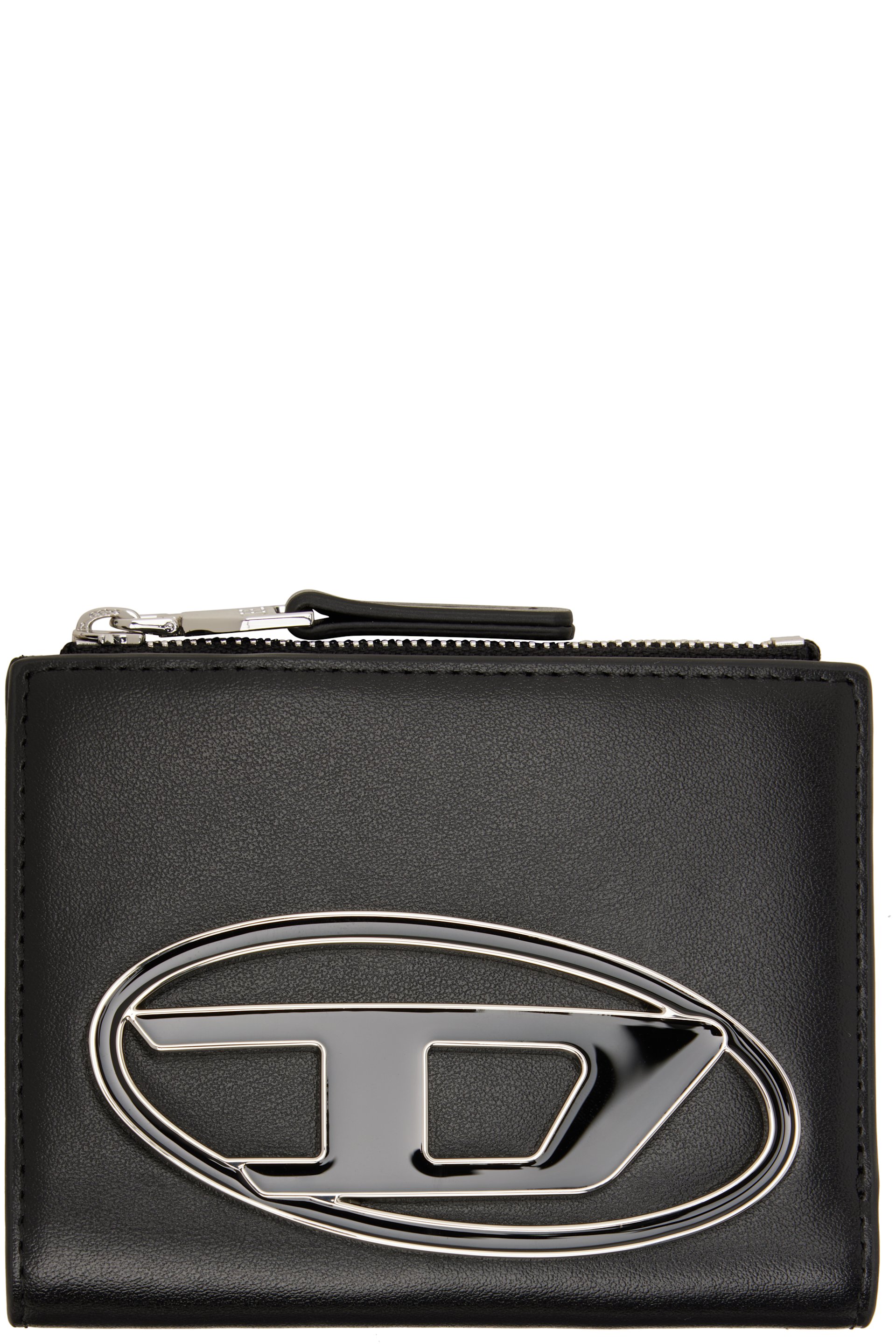 Diesel - Black Logo Plaque Small Leather Wallet
