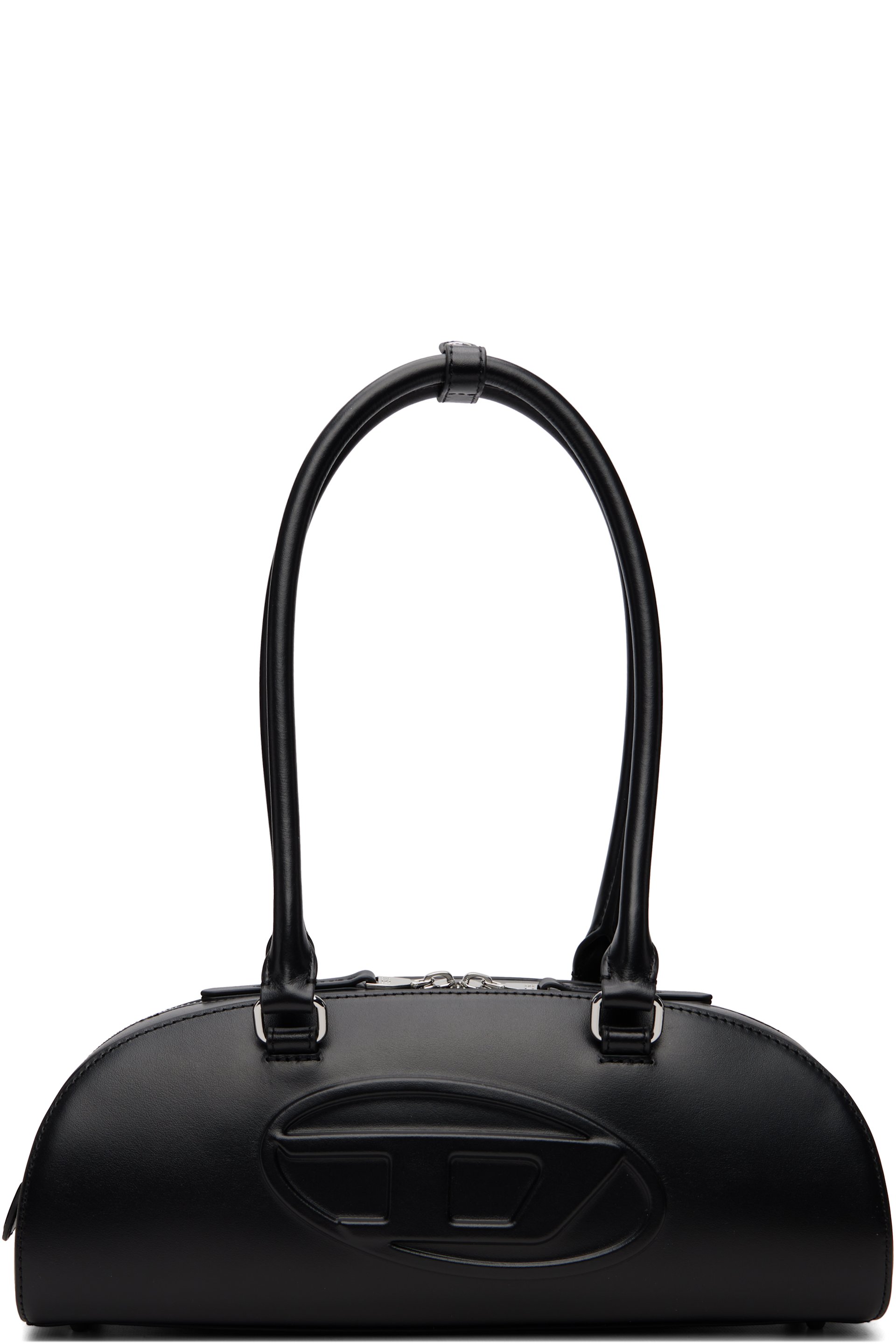 Diesel - Black 1DR Dome Elongated Leather Bowling Bag