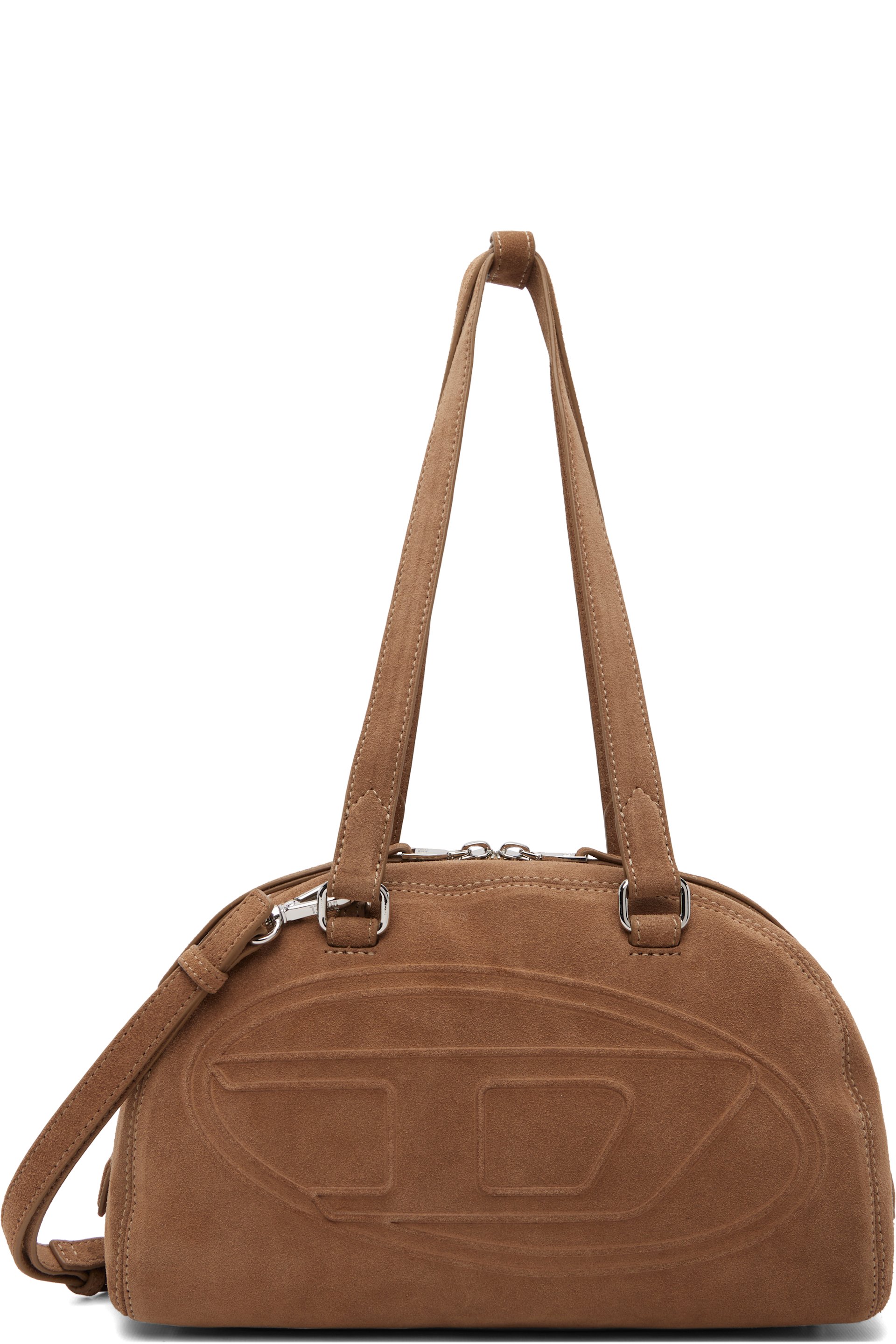 Diesel - Beige 1DR Dome Oval D Logo Suede Shoulder Bag