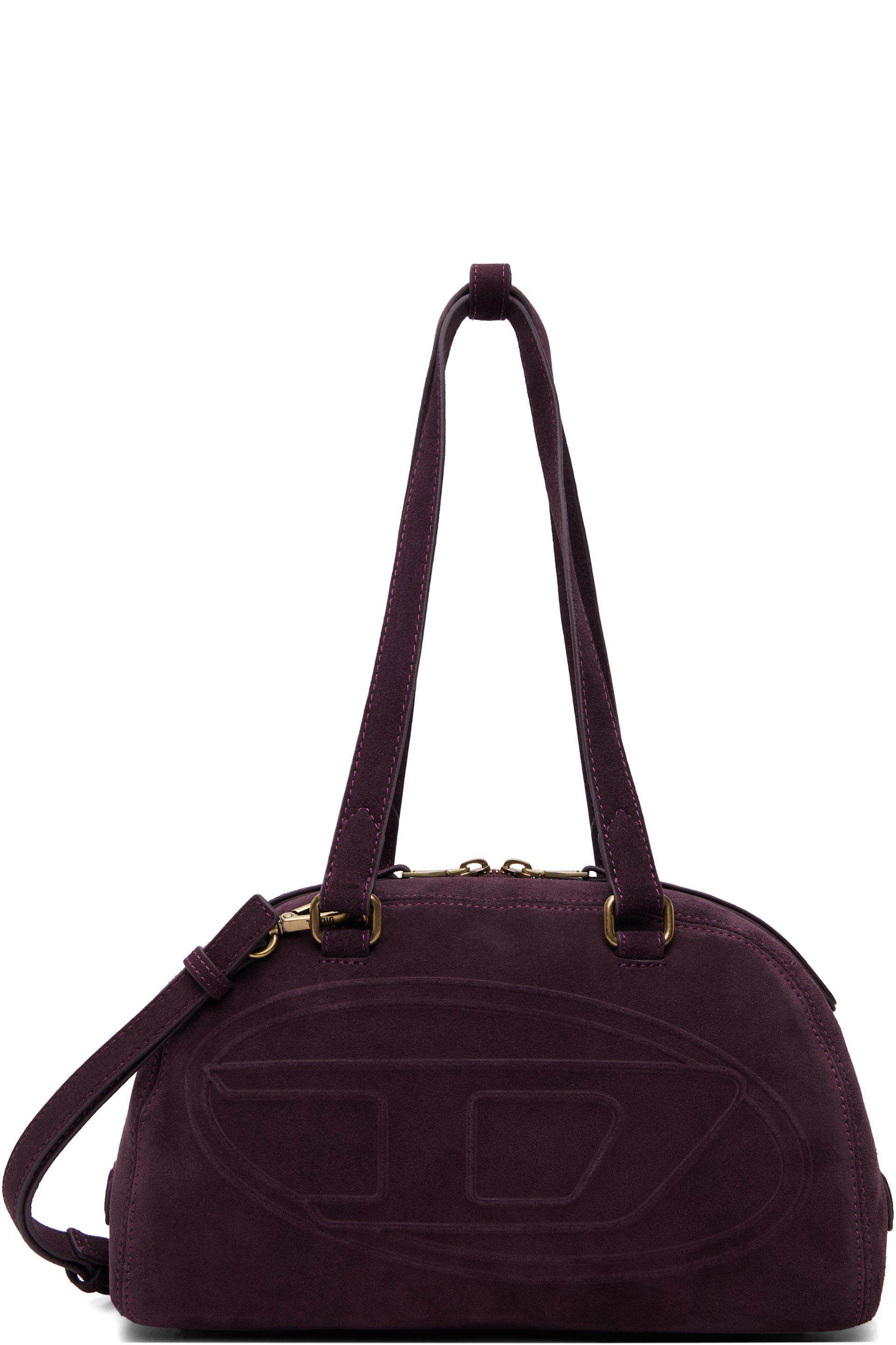 Diesel - Purple 1DR Dome Oval D Logo Suede Shoulder Bag