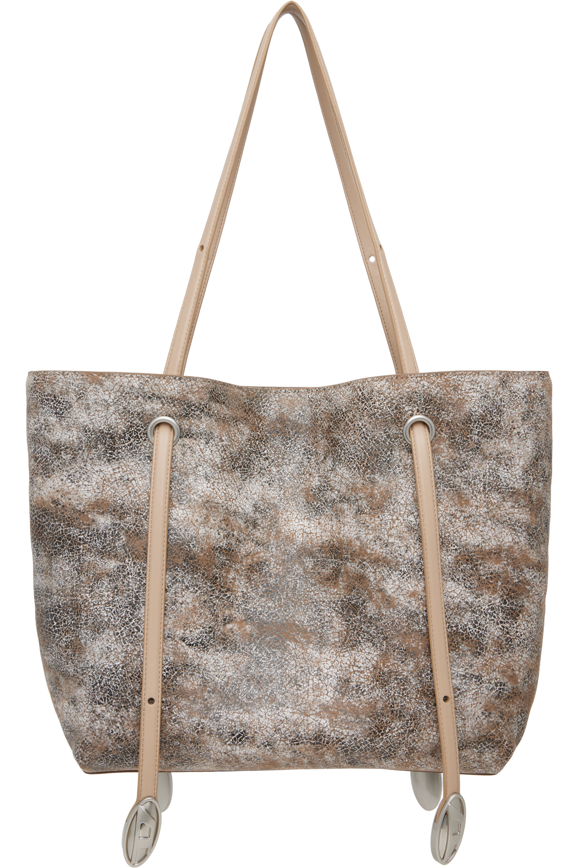 Diesel - Beige & White D-Rop Leather Tote
