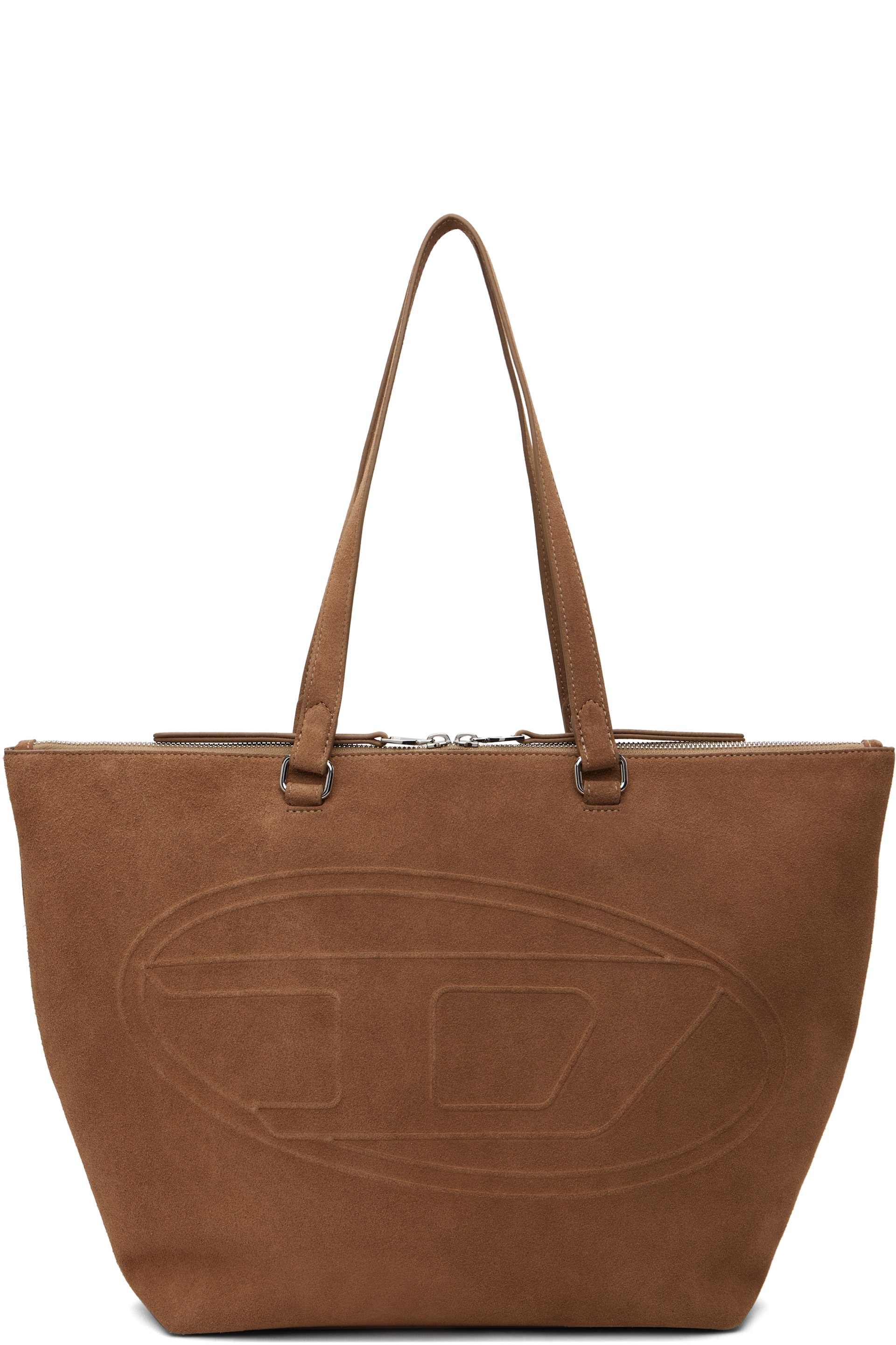 Diesel - Beige 1DR Dome Oval D Logo Suede Tote