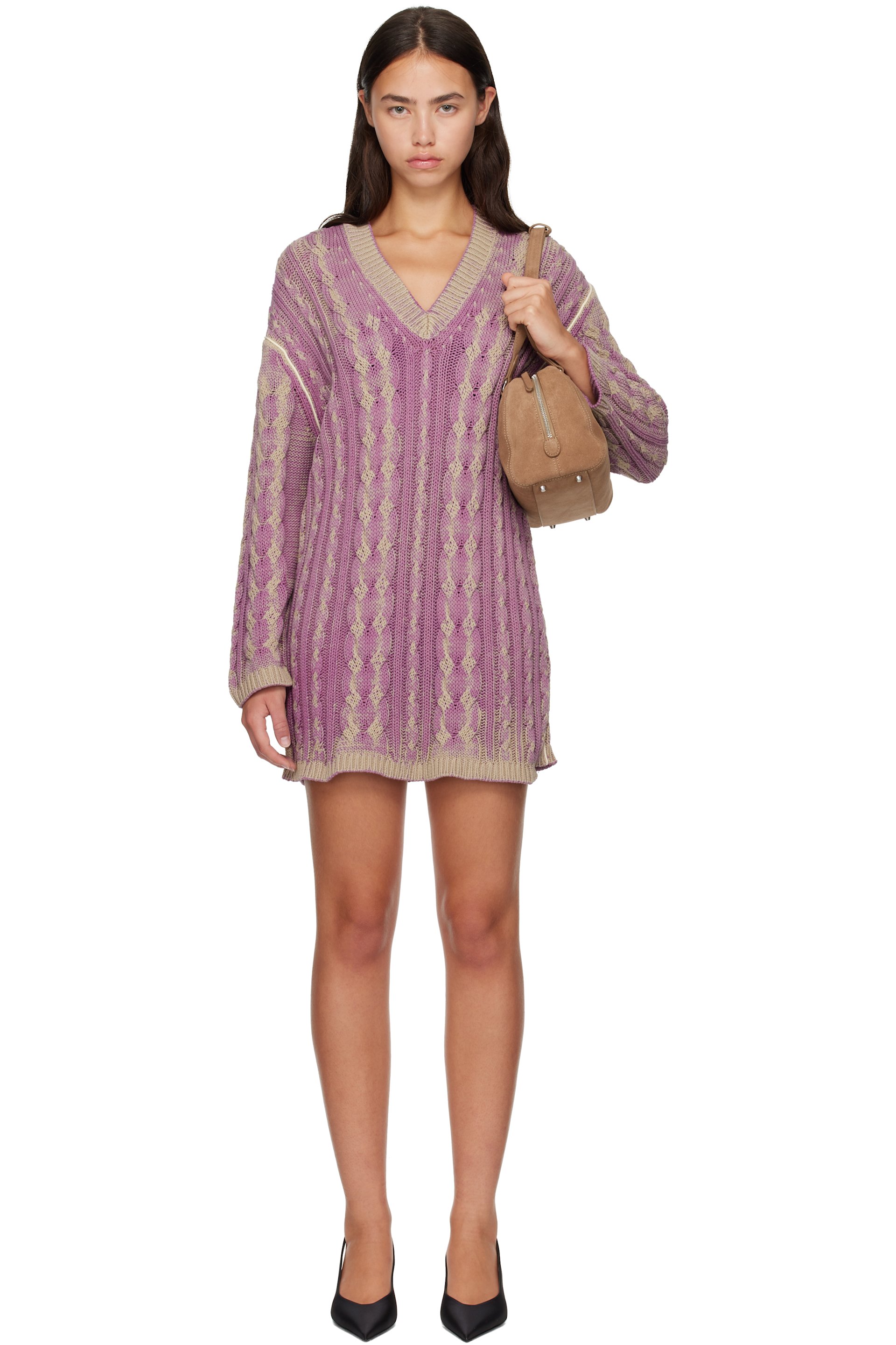 Diesel - Purple & Khaki Sweater Minidress