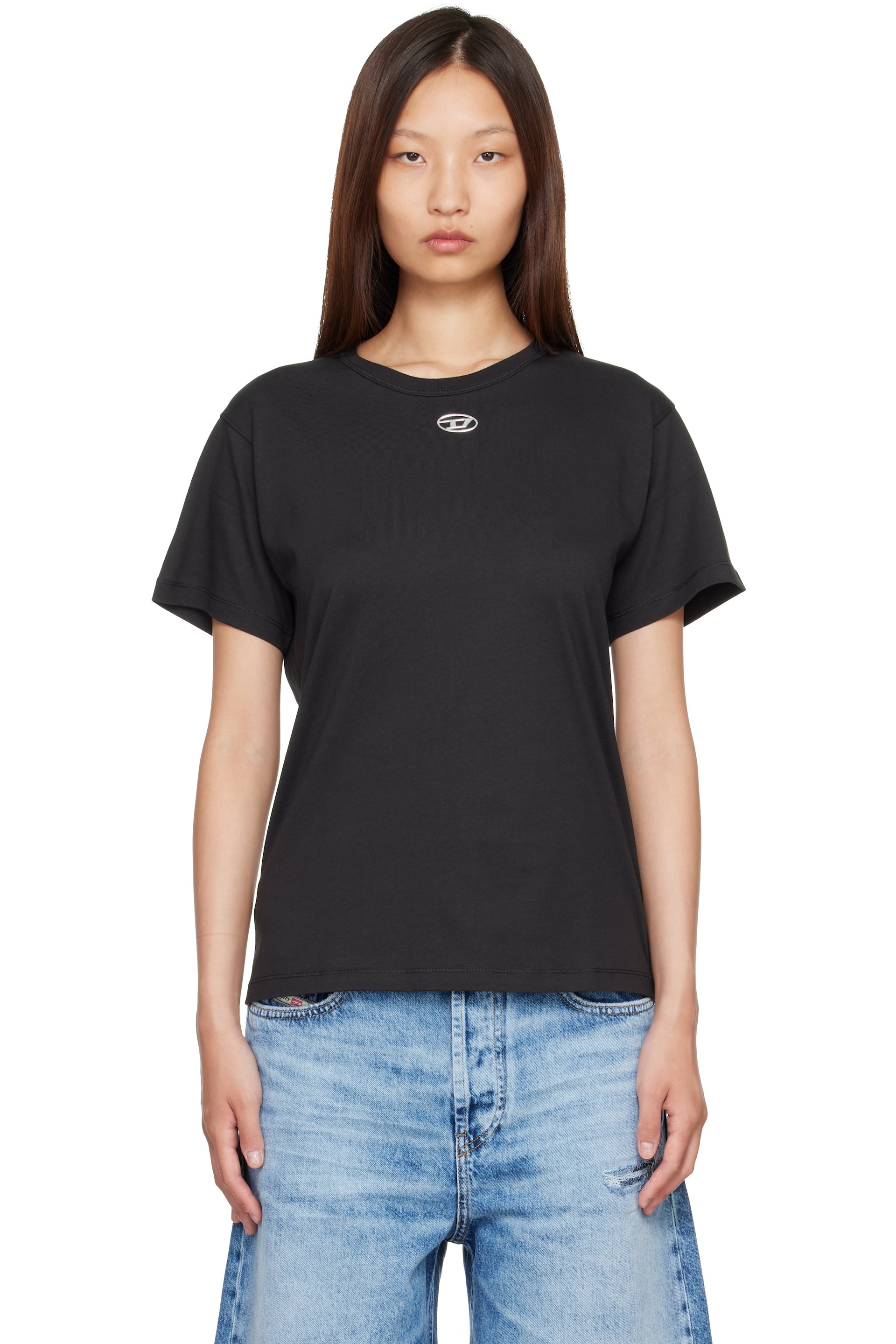 Diesel - Black Metallic Oval D Cotton T-shirt
