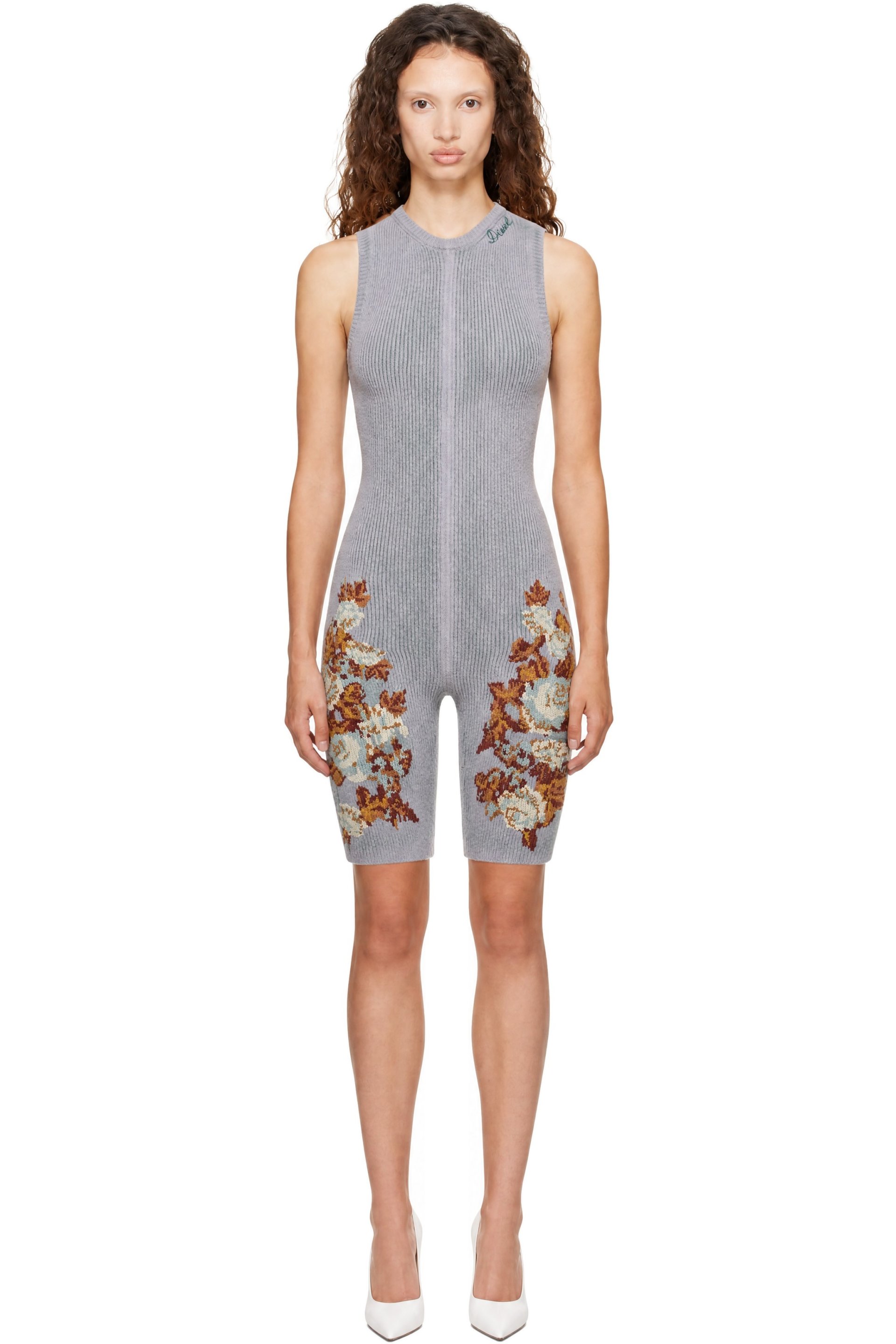 Diesel - Blue Knitted Floral Motif Jumpsuit