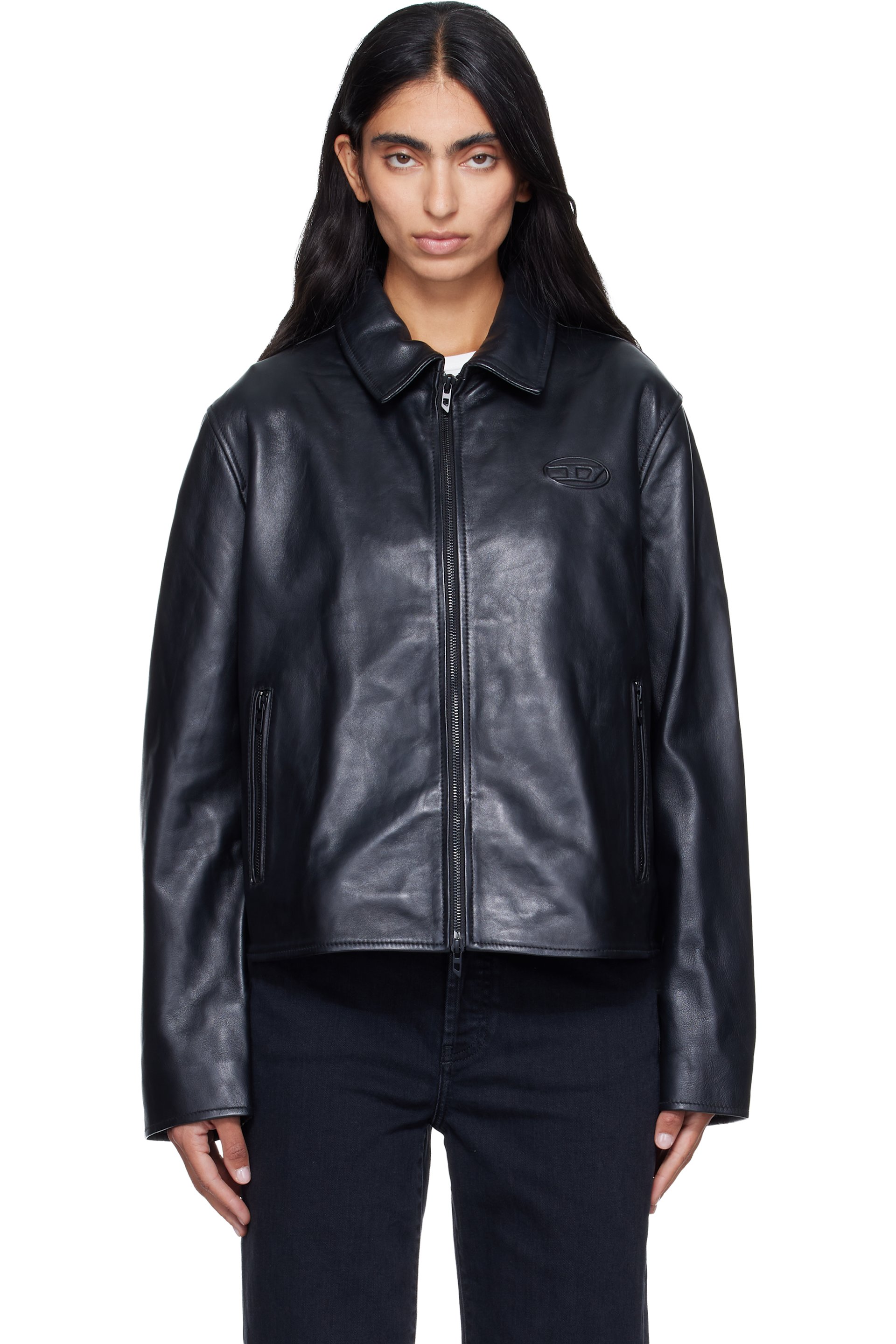 Diesel - Black Leather Coach Jacket