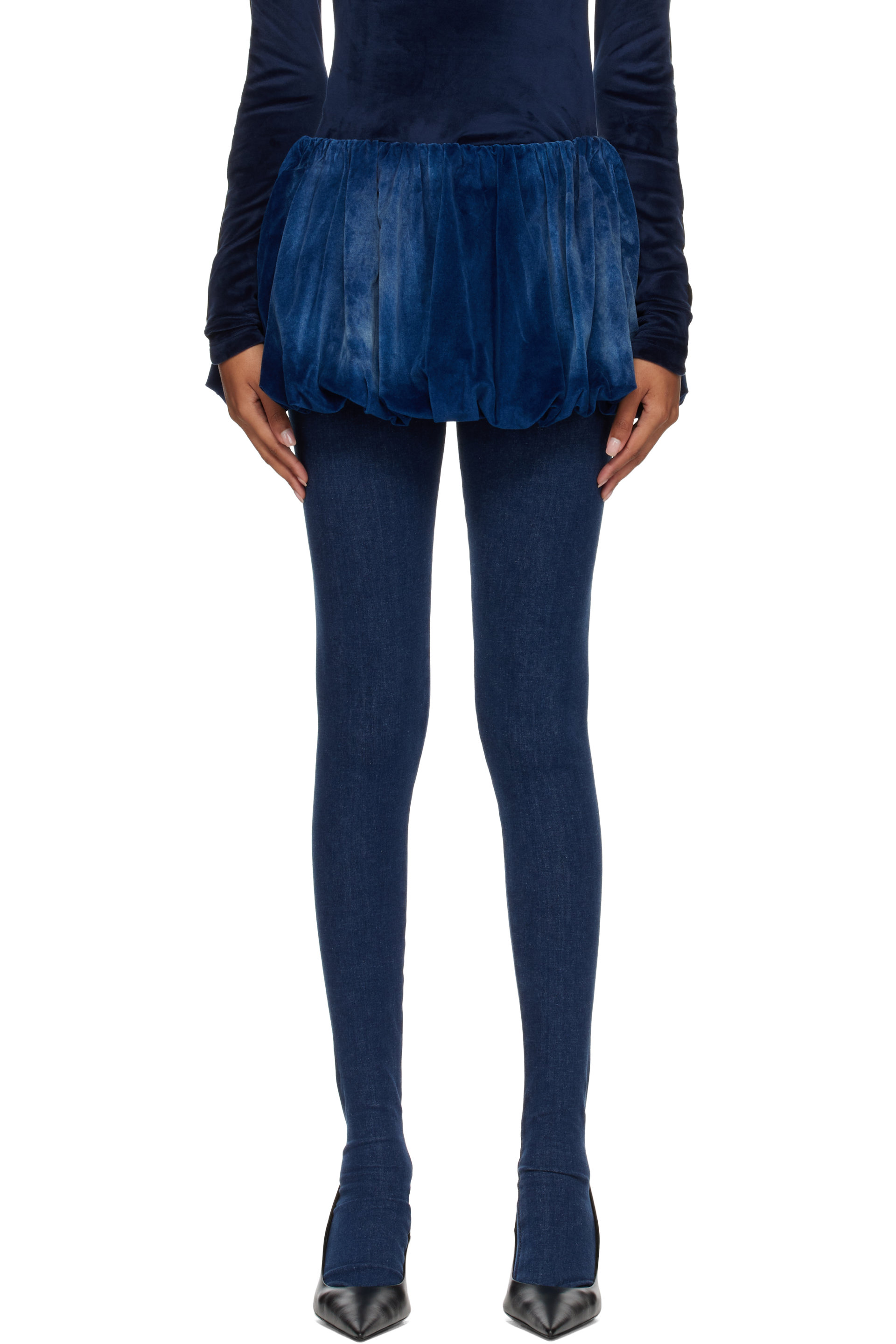 Diesel - Blue Velvet Denim Bubble Miniskirt