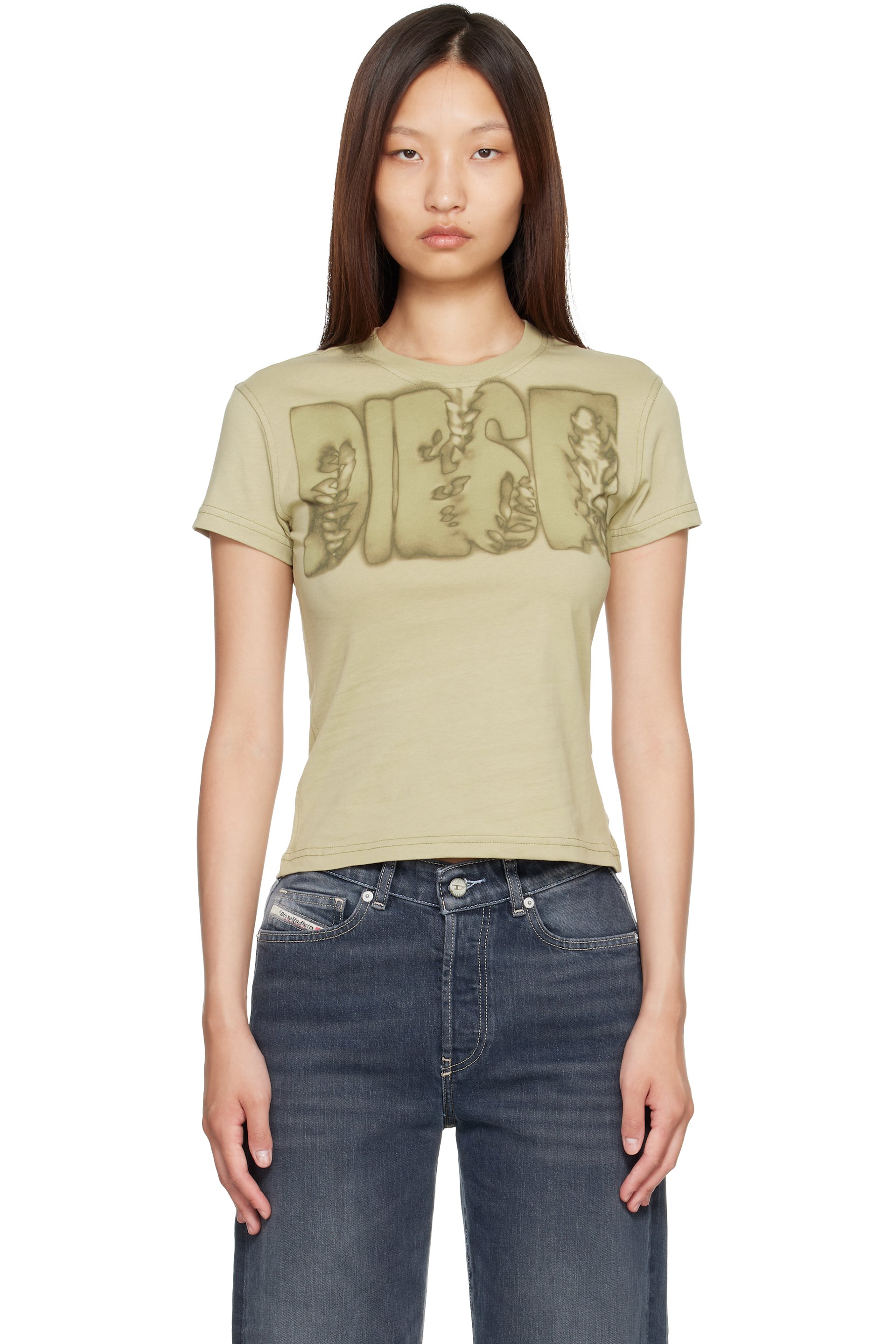 Diesel - Khaki Slim Jersey Graphic Print T-shirt