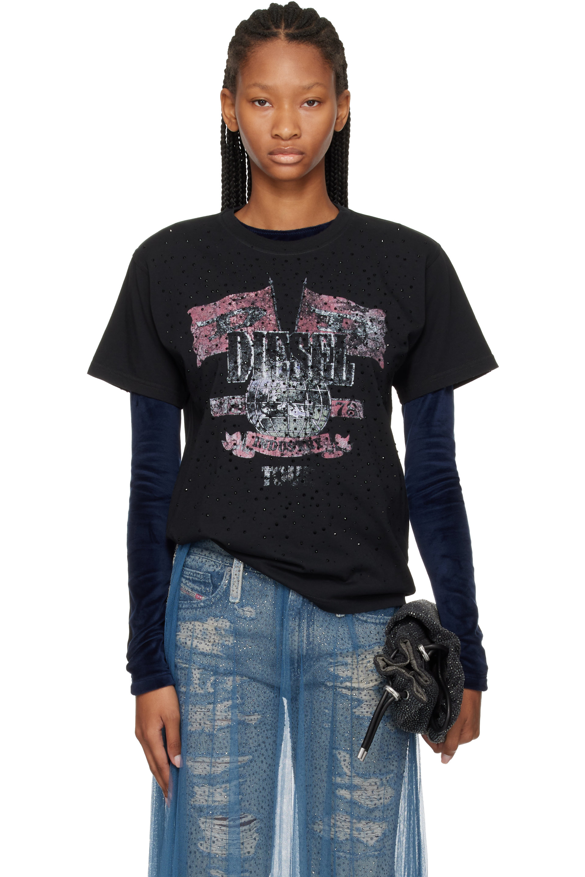 Diesel - Black Concert Graphics & Crystals T-shirt