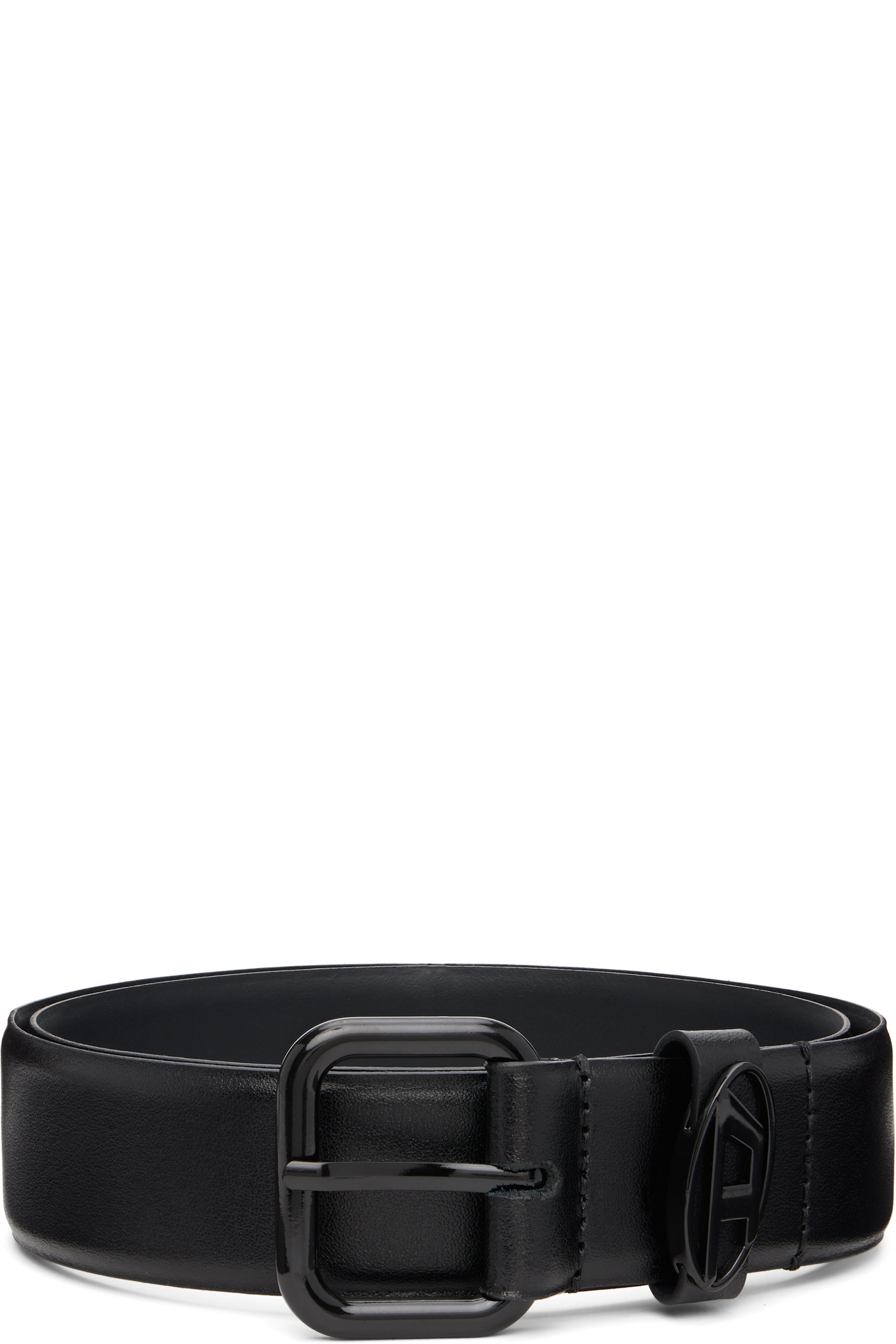Diesel - Black 3.9cm Logo-Plaque Embellished Leather Belt