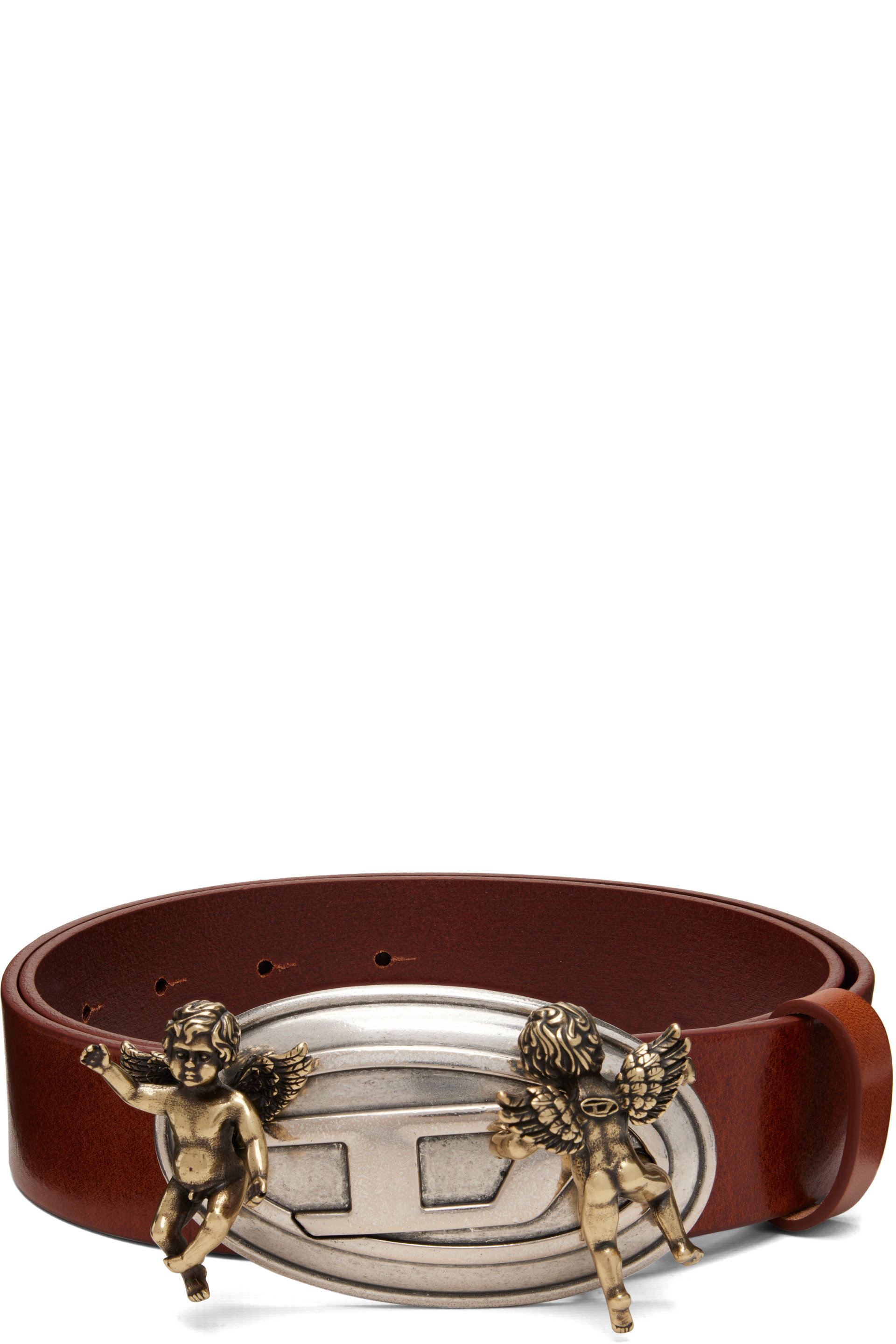 Diesel - Brown Cherub Oval D Buckle Leather Belt