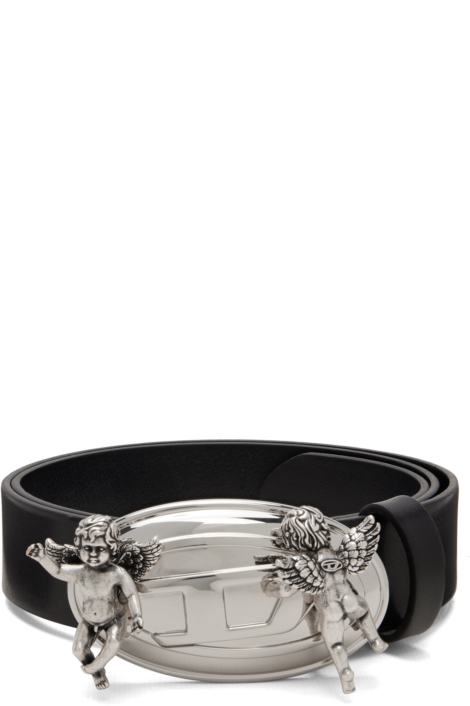 Diesel - Black Cherub Oval D Buckle Leather Belt