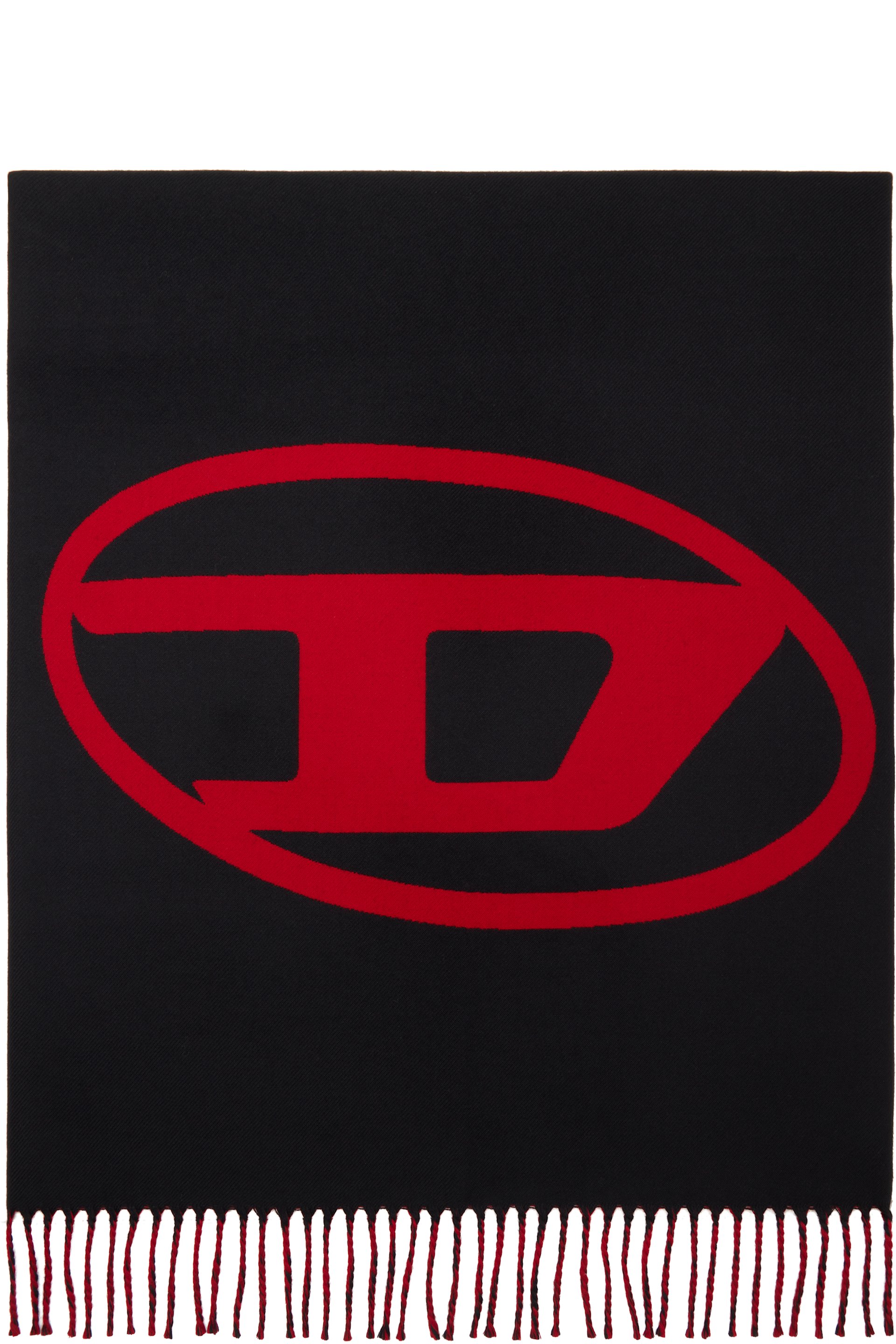 Diesel - Black & Red Reversible Two Tone Wool Scarf