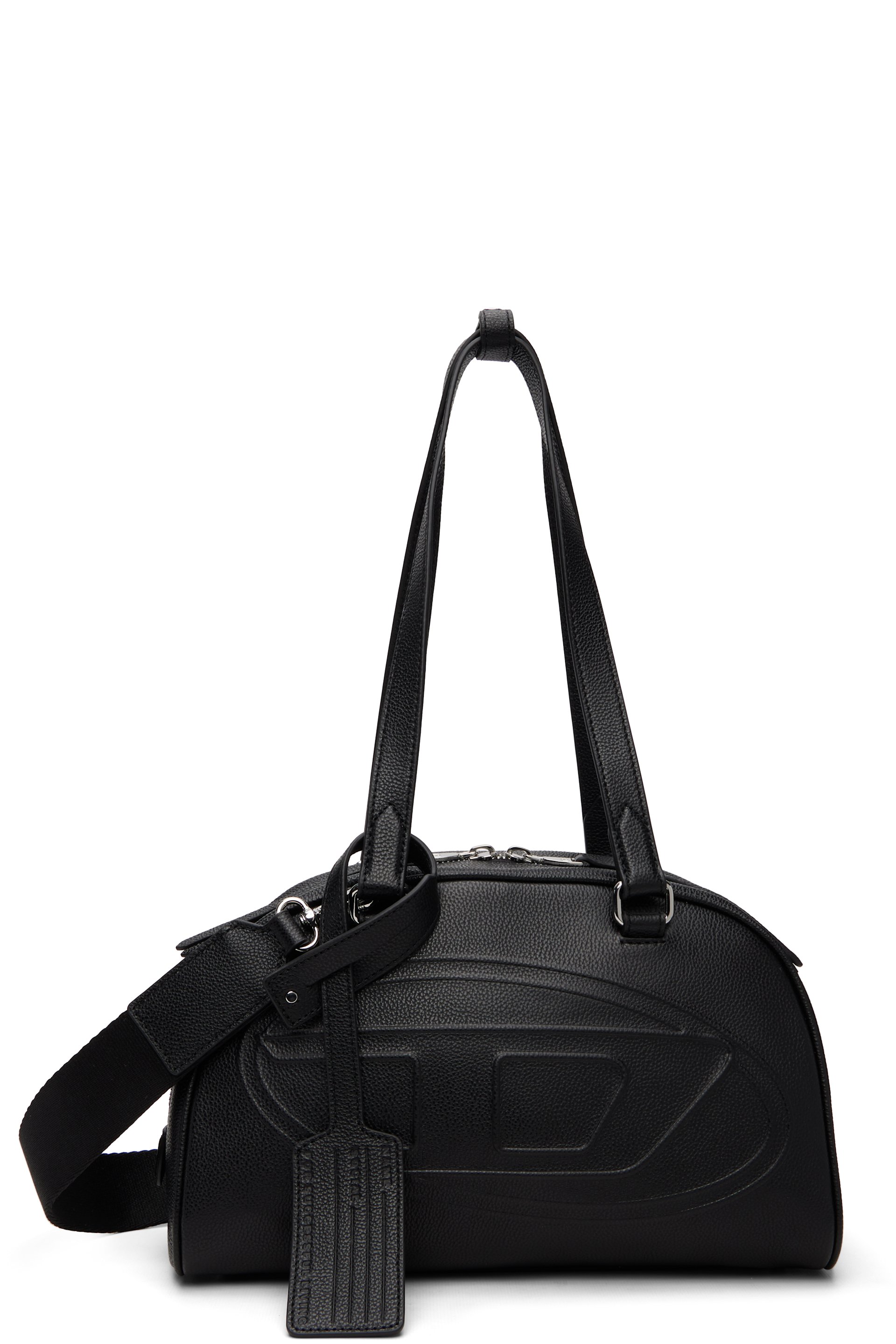 Diesel - Black 1DR Dome Embossed Logo Leather Boston Bag