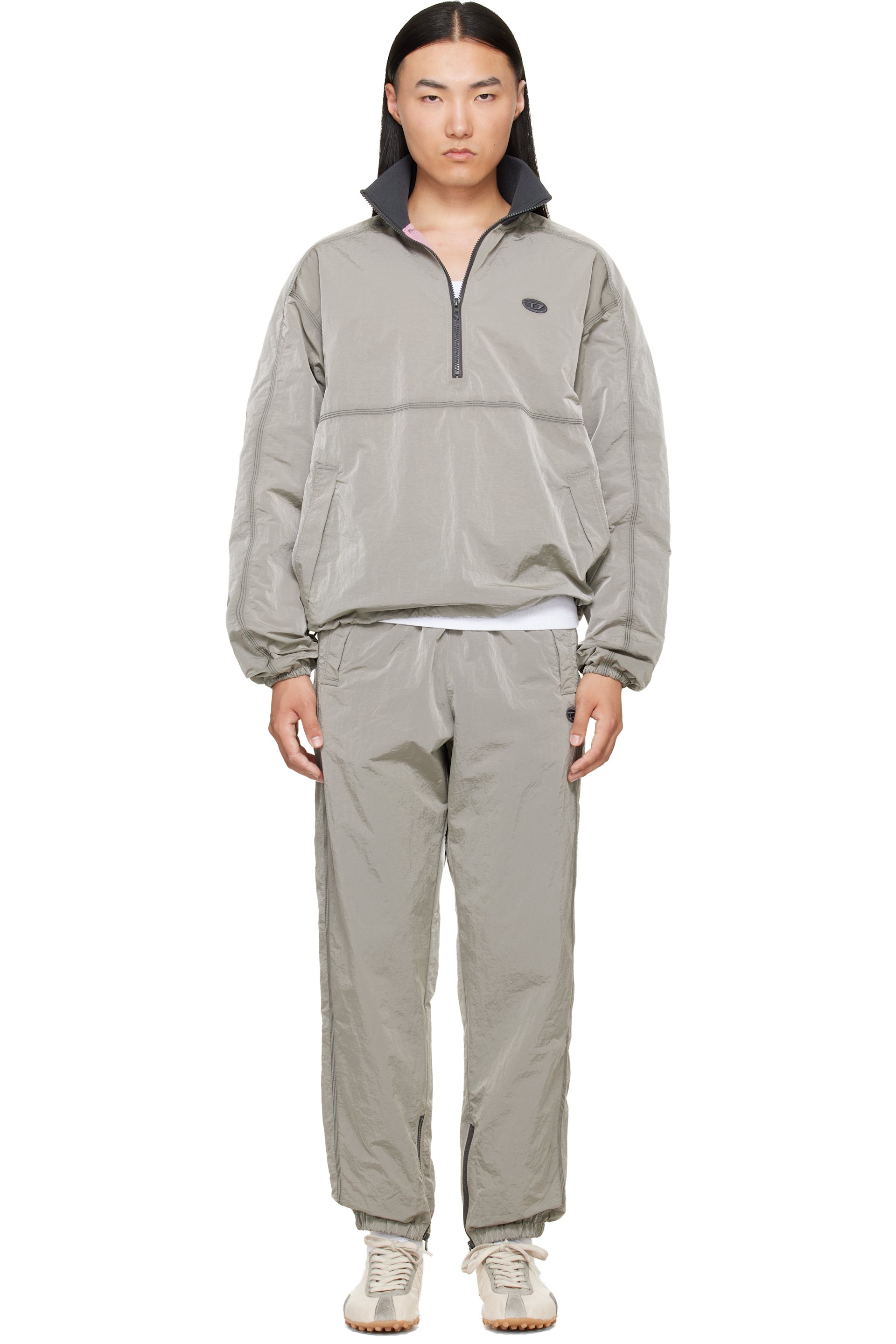 Diesel - Gray Crinkle Effect Nylon Anorak