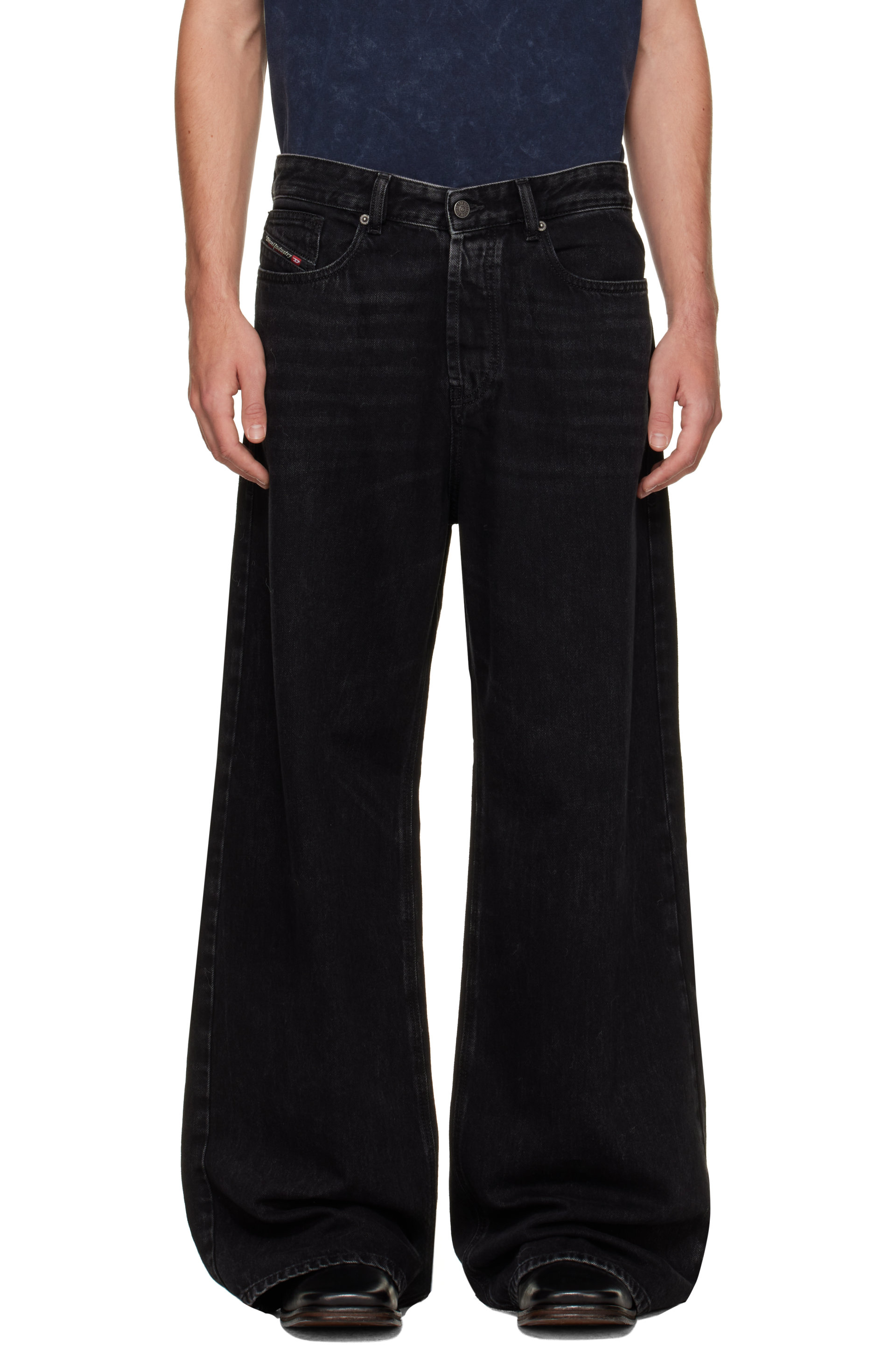 Diesel - Black Relaxed Low-Waist D-Rise Jeans