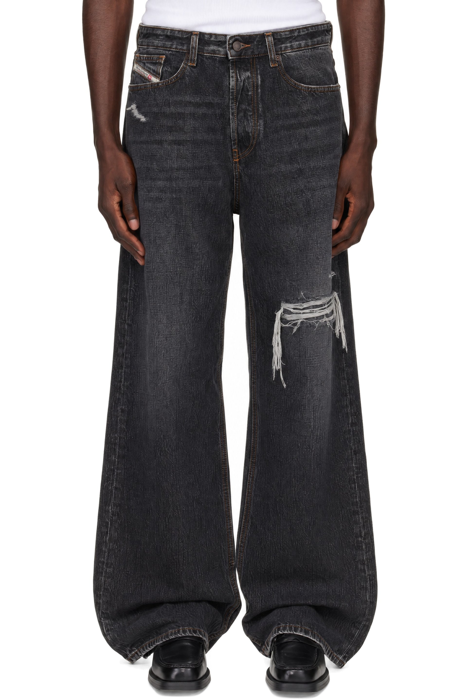 Diesel - Jean décontracté noir à taille basse