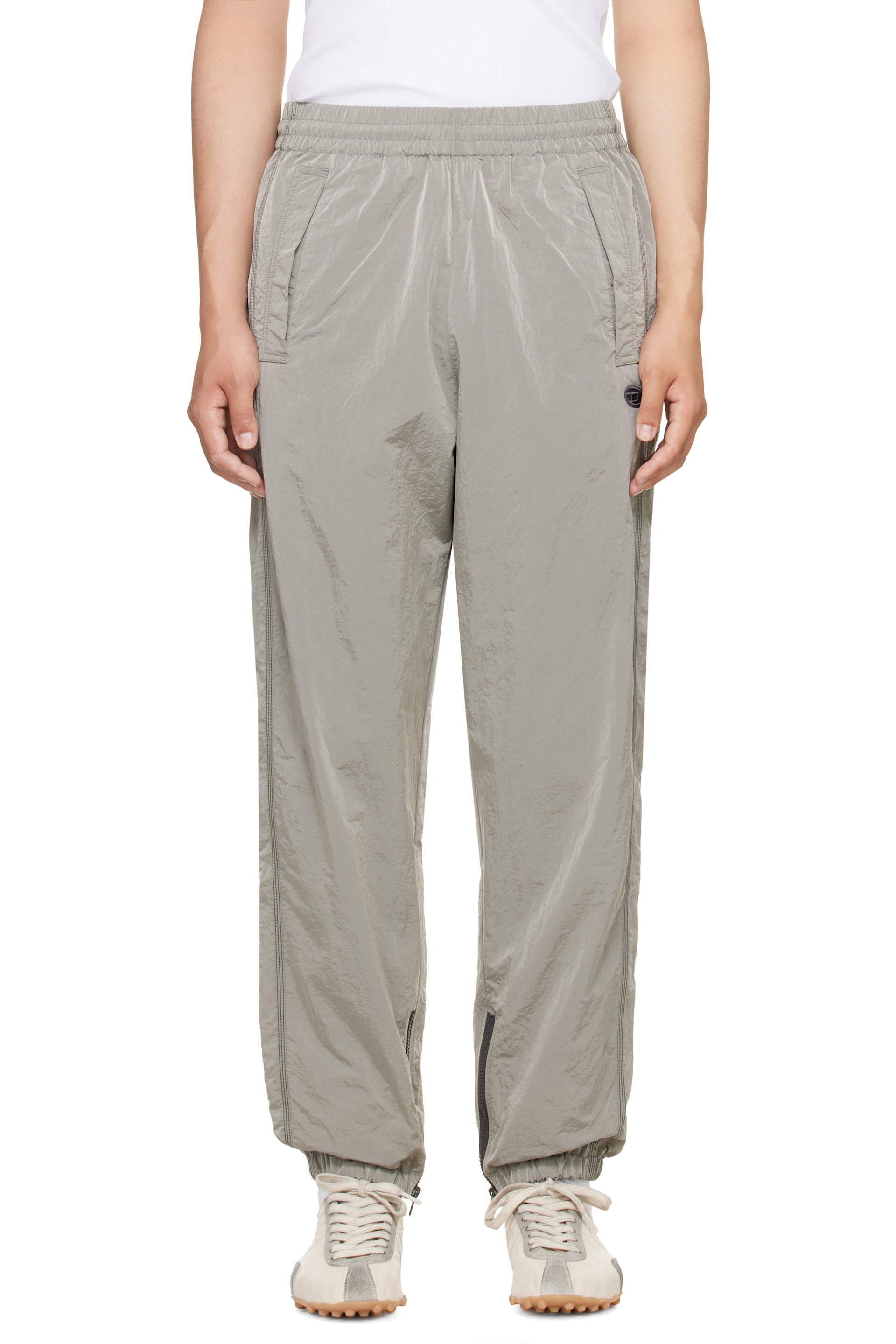 Diesel - Gray Crinkle Effect Nylon Trousers