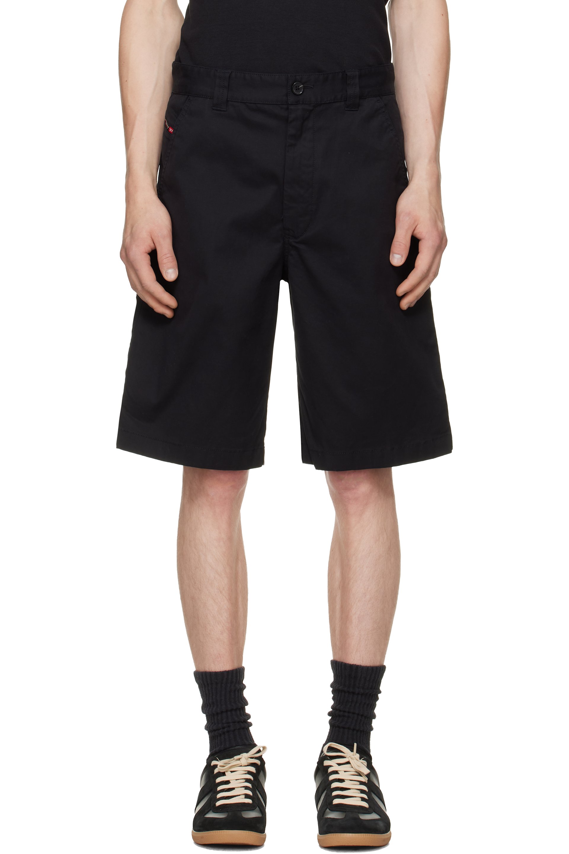 Diesel - Black Cotton Stonewash Treatment Shorts