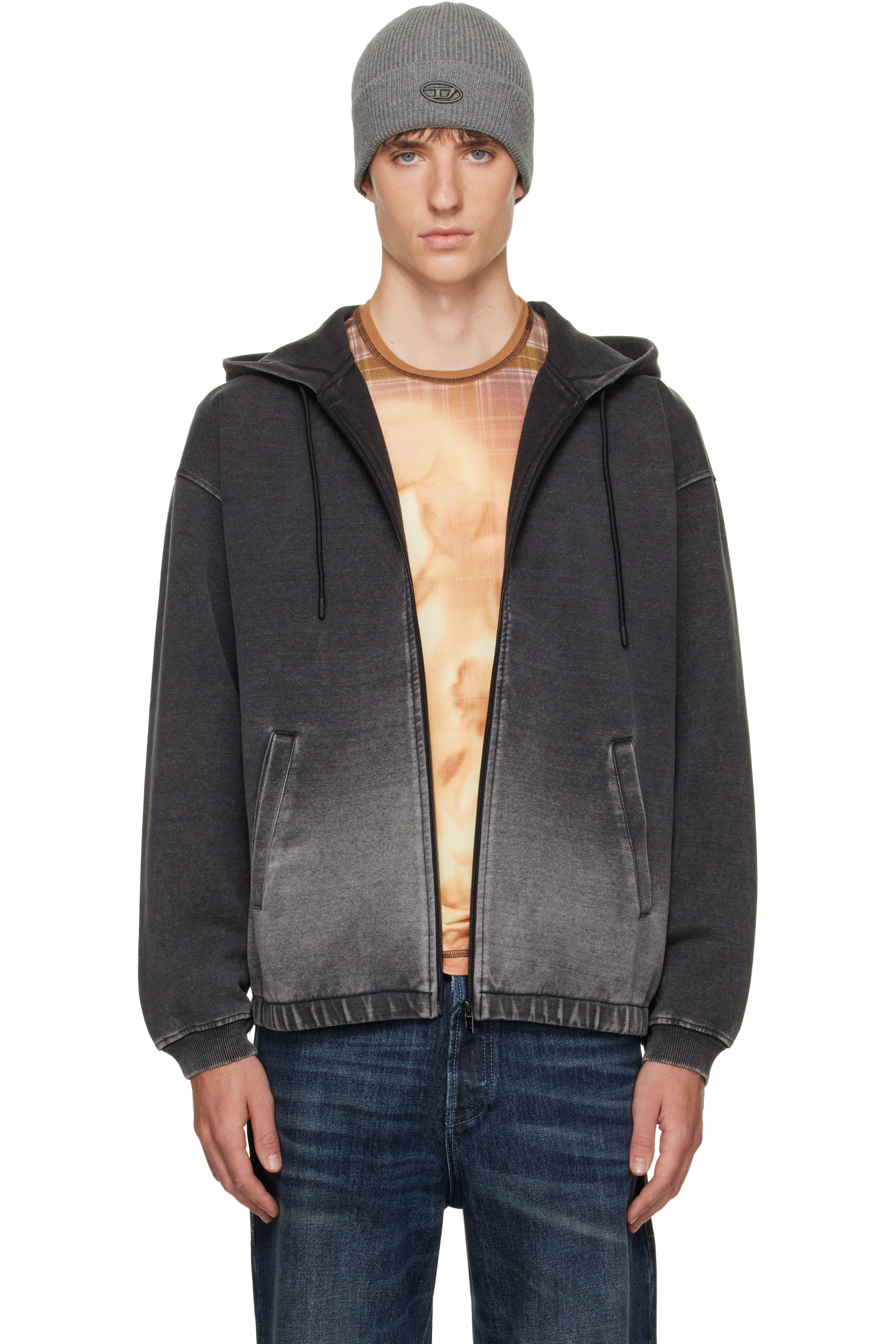 Diesel - Gray Dégradé-Effect Scuba Hoodie