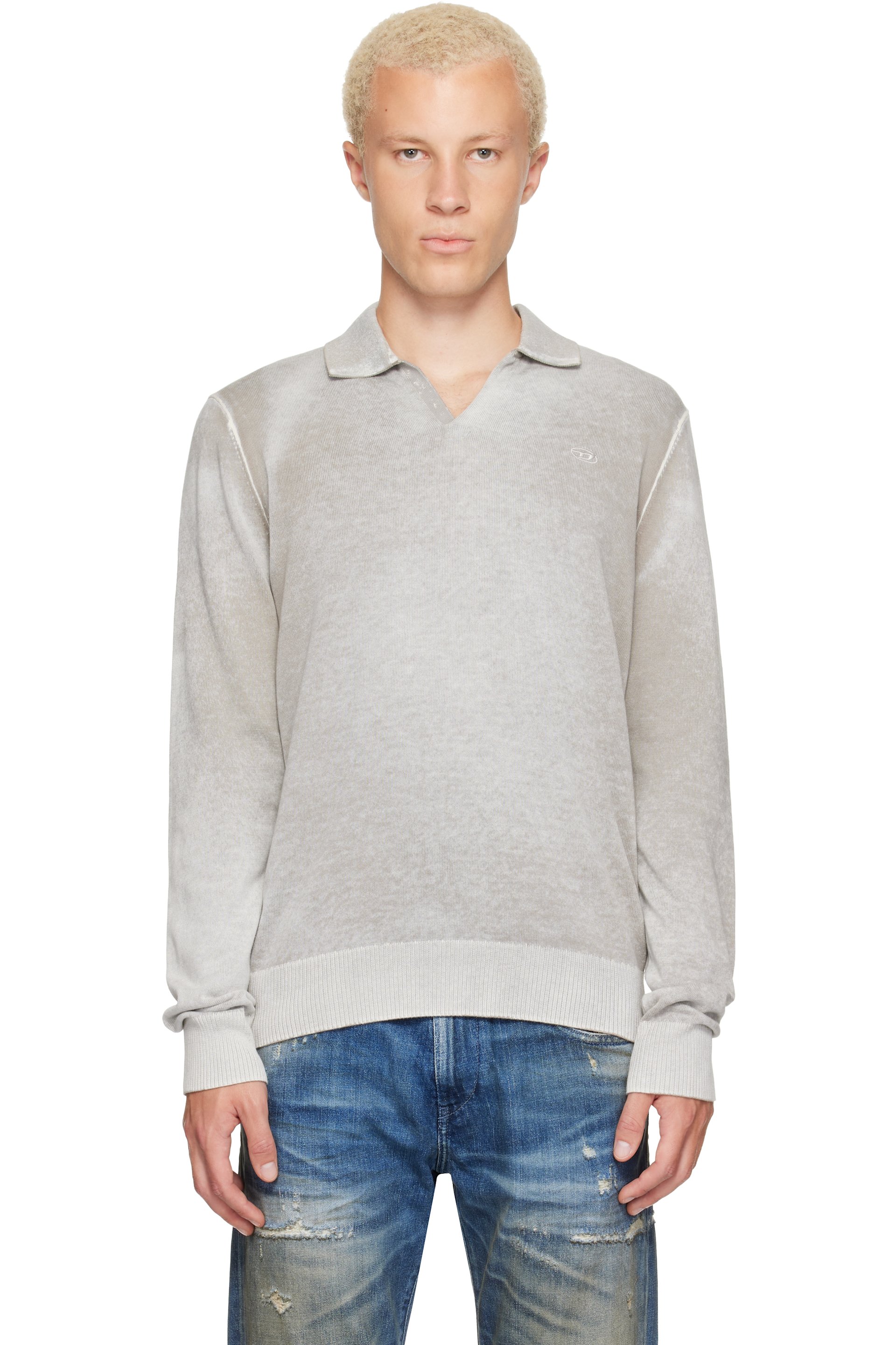 Diesel - Polo beige à effet délavé