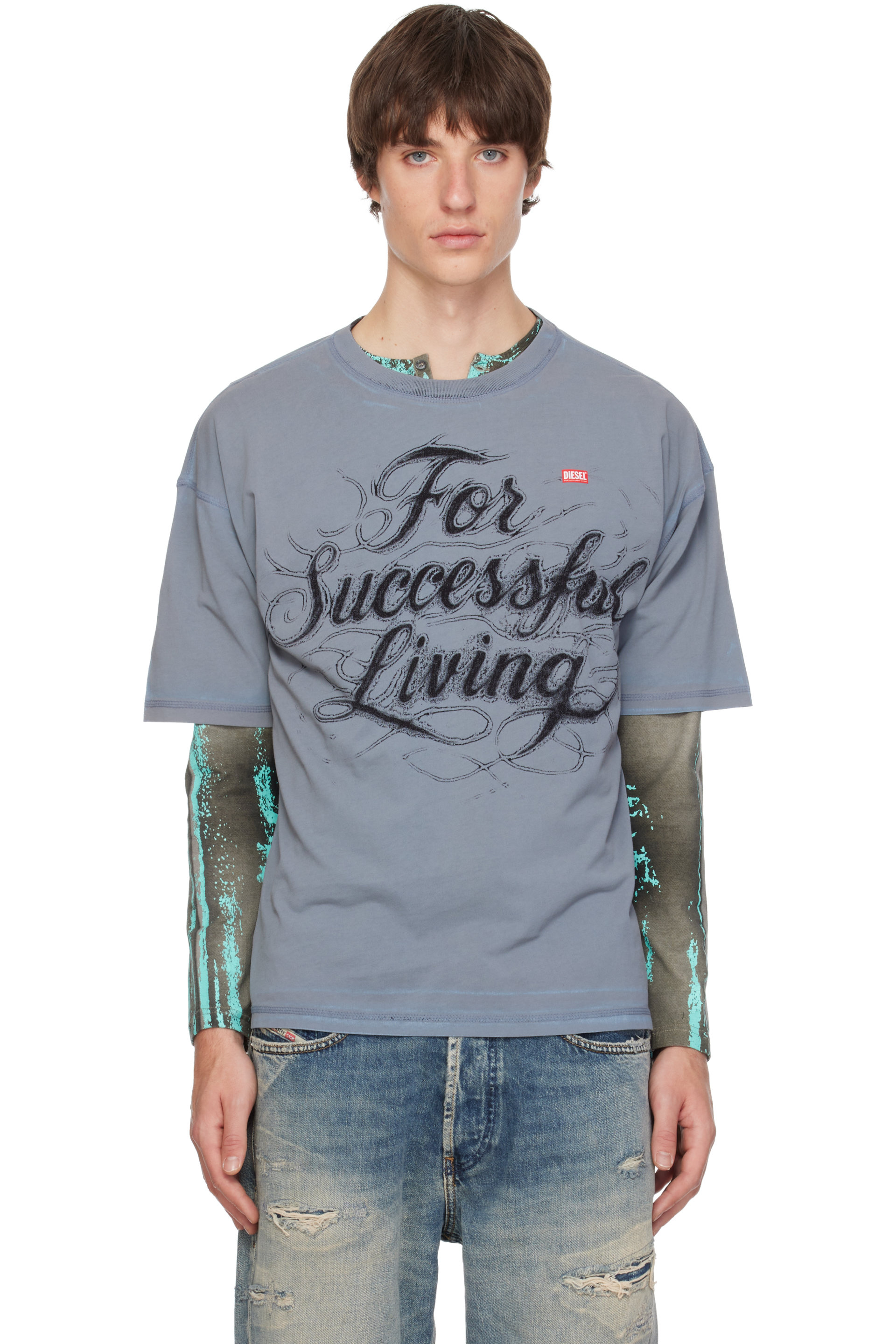 Diesel - T-shirt 'For Successful Living' gris