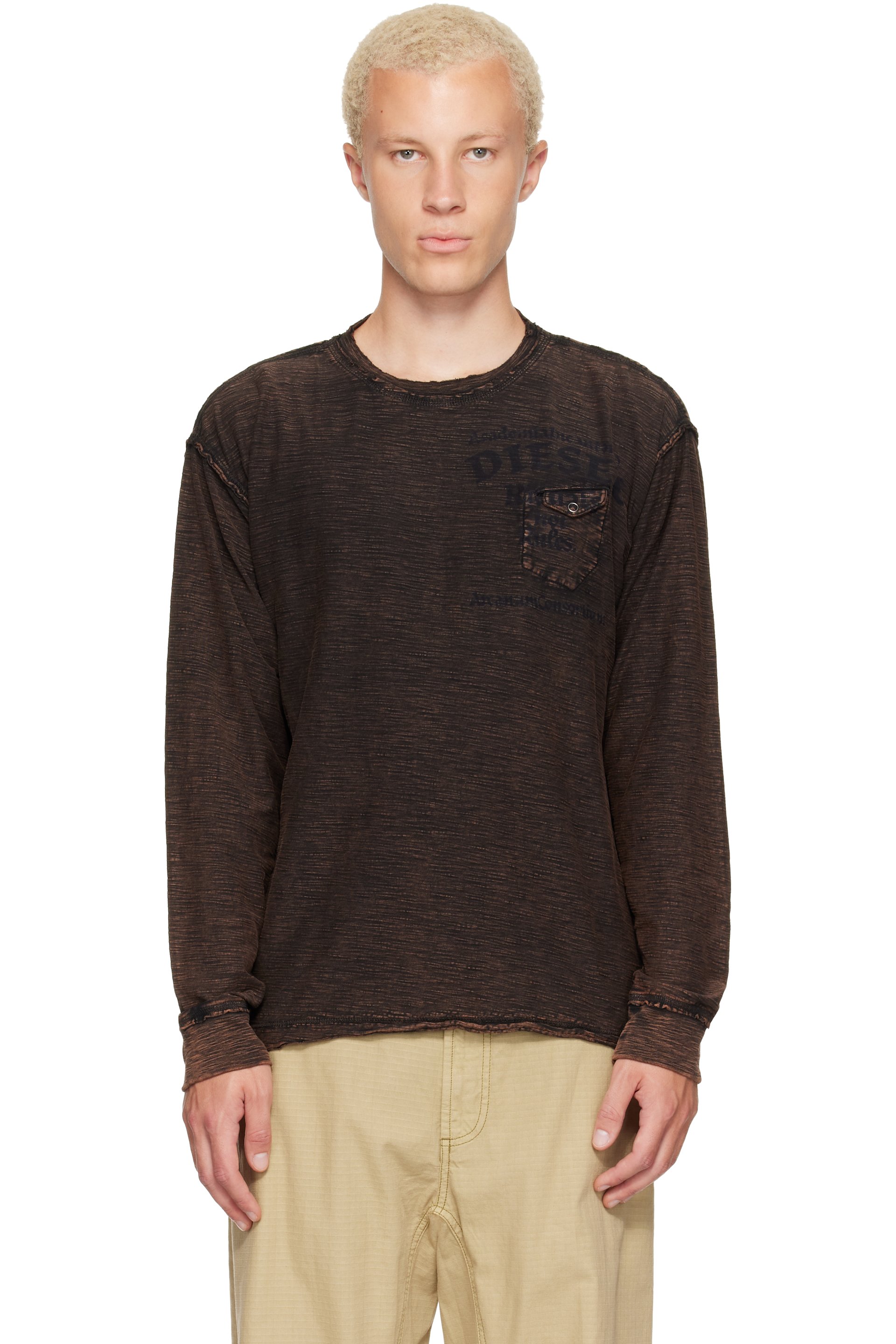 Diesel - T-shirt à manches longues Adly brun