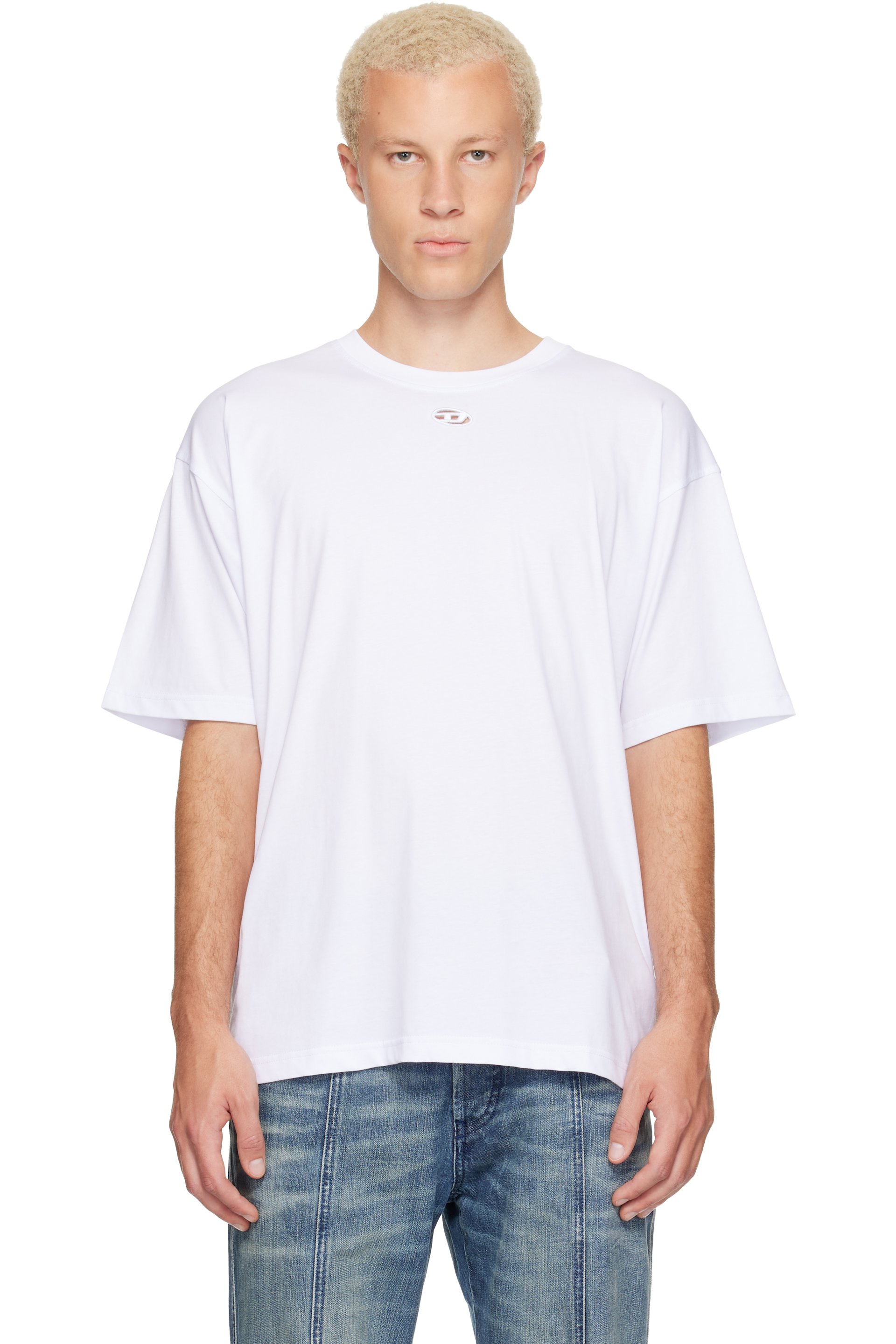 Diesel - T-shirt droit à découpe à logo