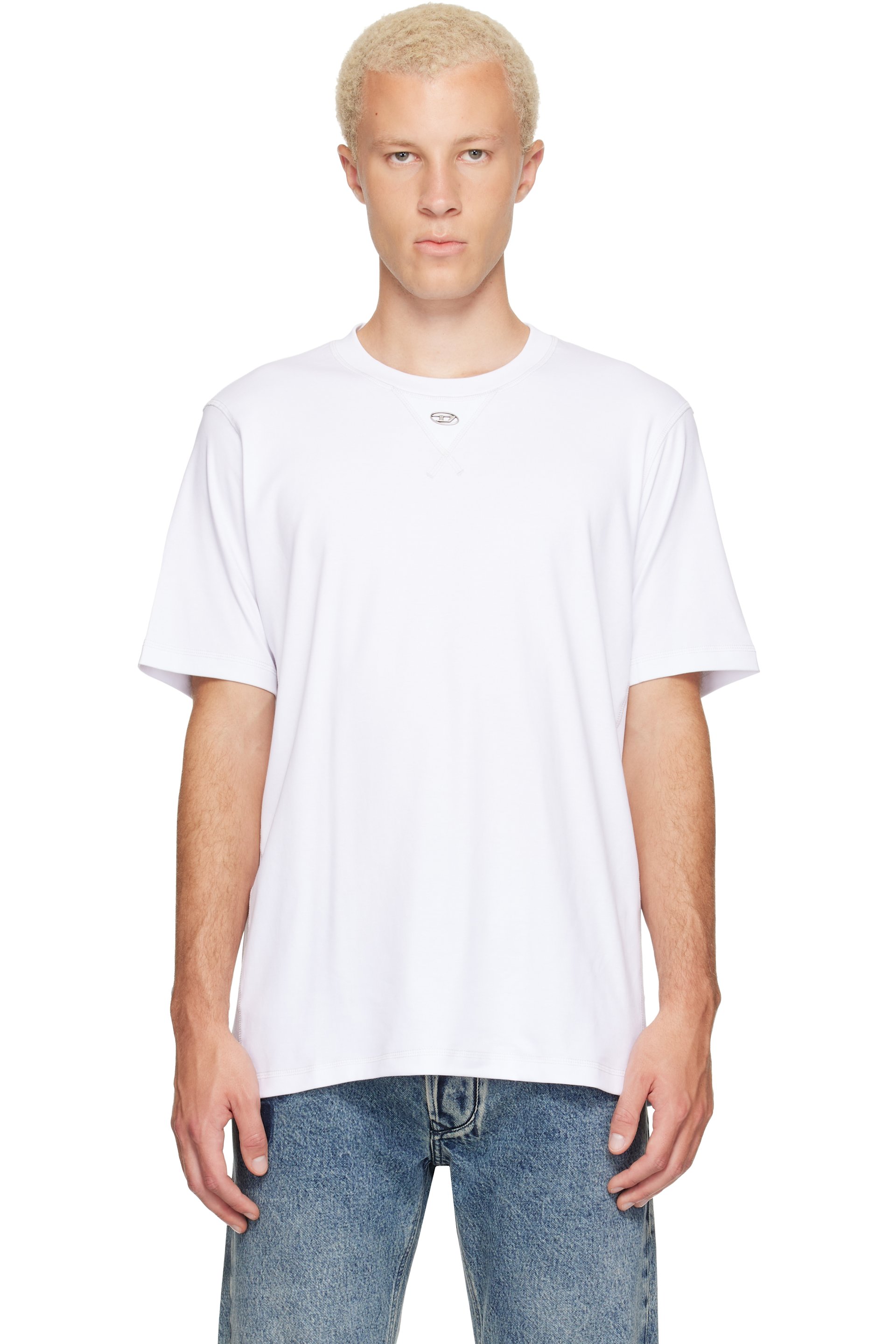 Diesel - T-shirt blanc à découpe à logo