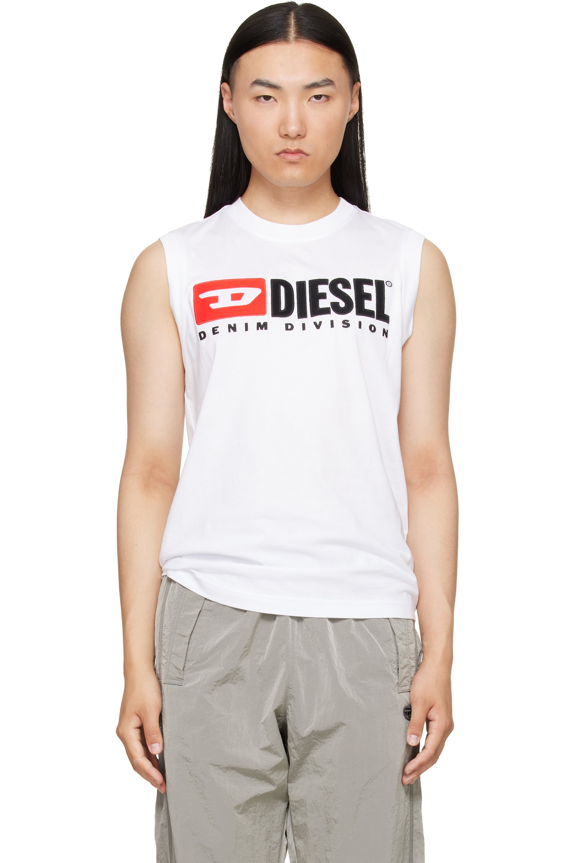 Diesel - White Chest Logo Print Tank Top