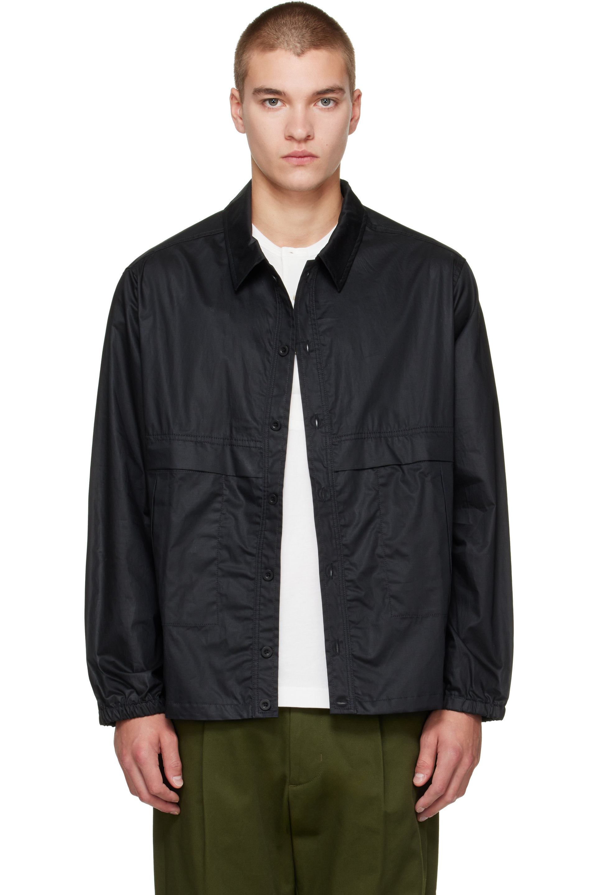 CASEY CASEY - Blouson Fabrice noir en sergé enduit