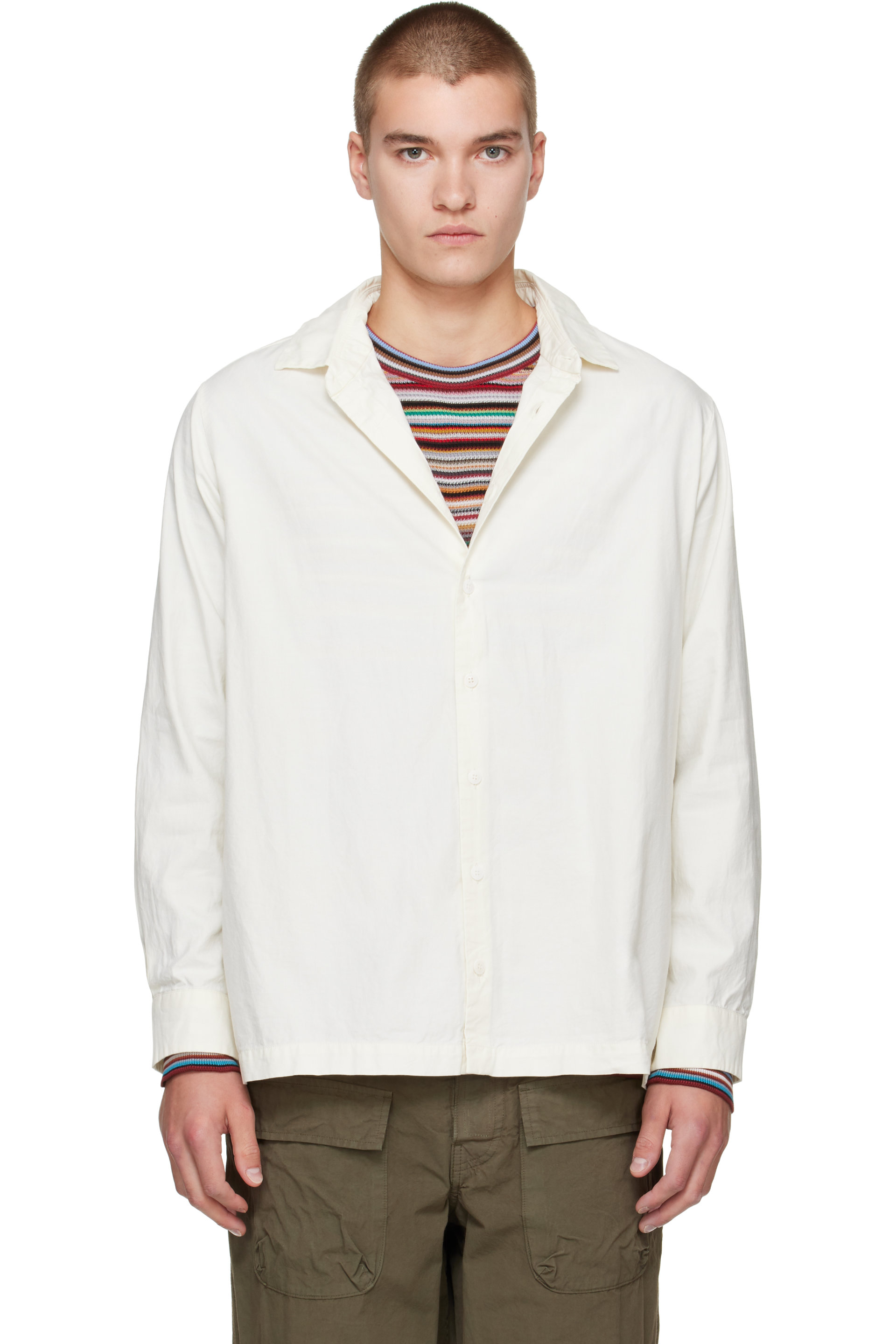 CASEY CASEY - Off-White Twill Cot Cooper Shirt