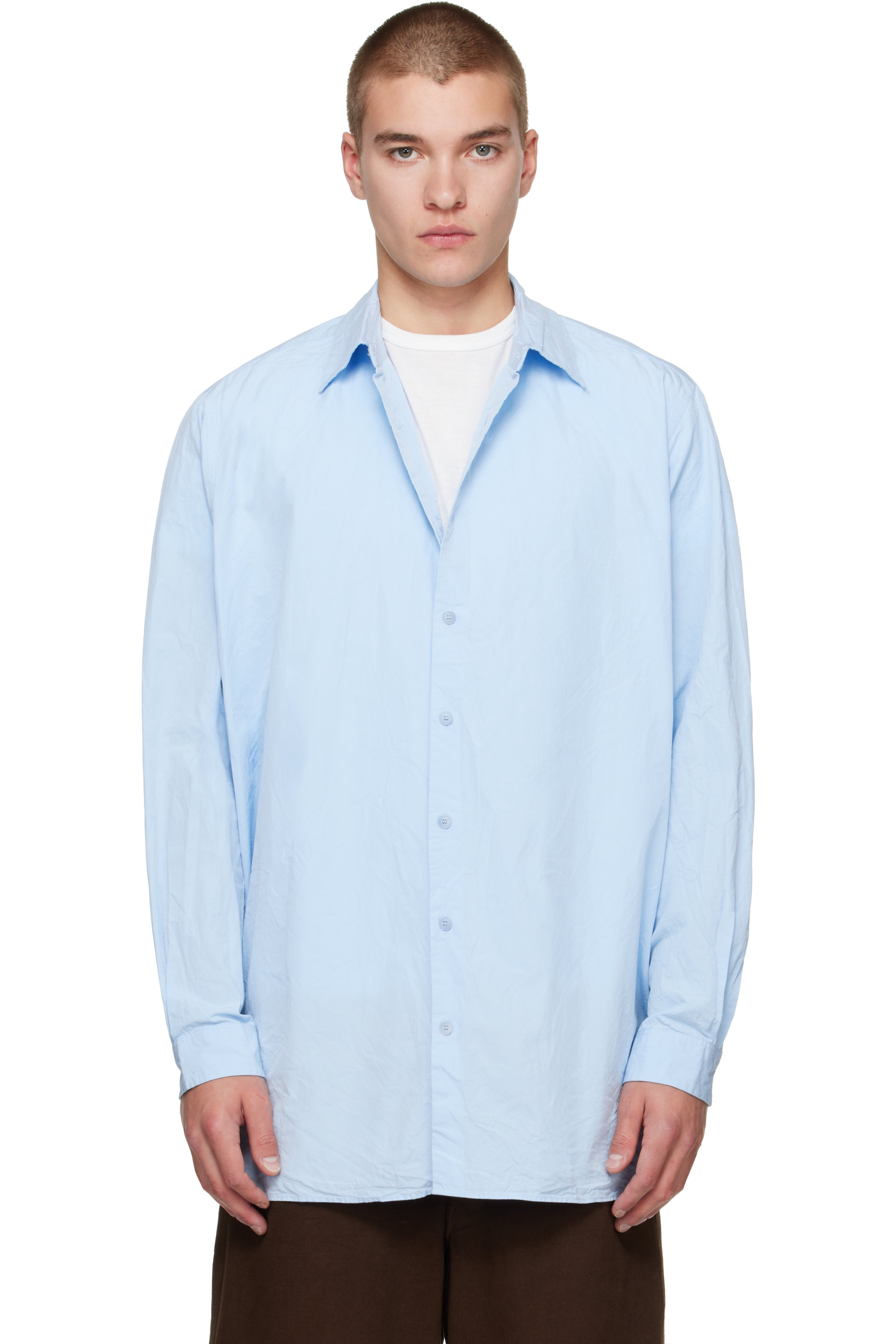 CASEY CASEY - Chemise Ikla bleue en coton plissé Paper Cot