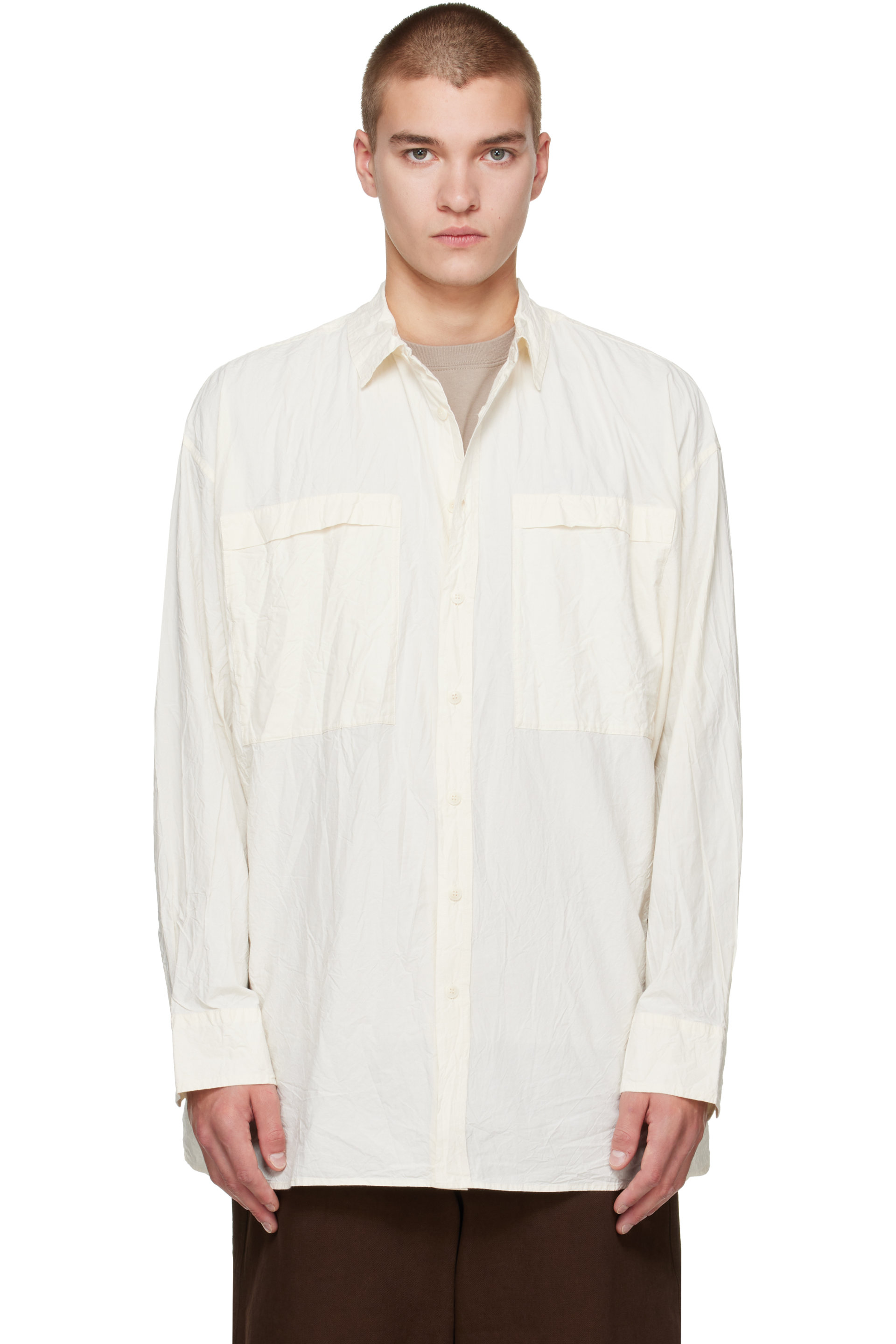 CASEY CASEY - Off-White Unfinished Hamnet Pocket Shirt