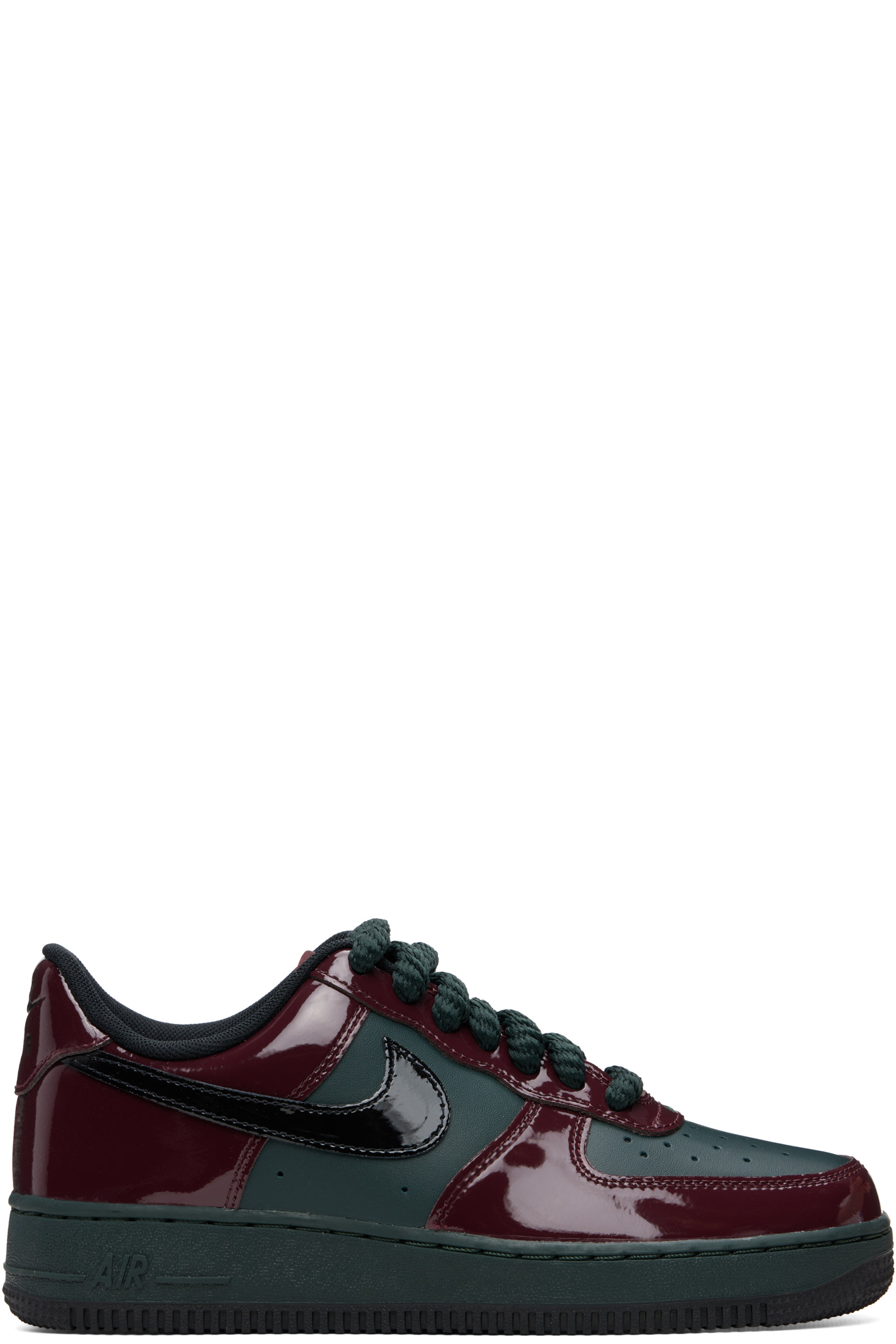 Nike - 酒红色 & 绿色 Air Force 1 '07 LV8 运动鞋
