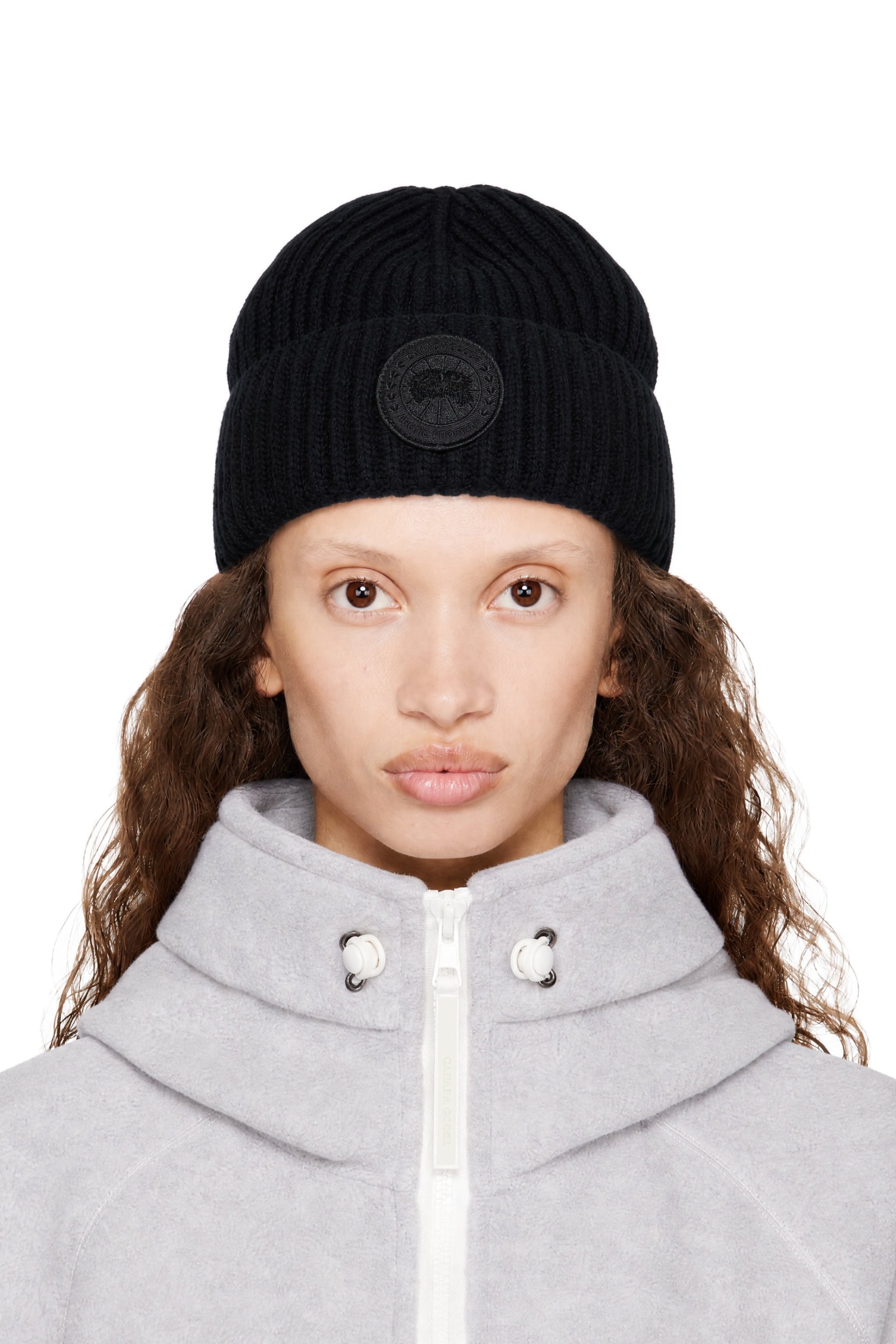 Canada Goose - Bonnet noir en tricot côtelé de cachemire mélangé