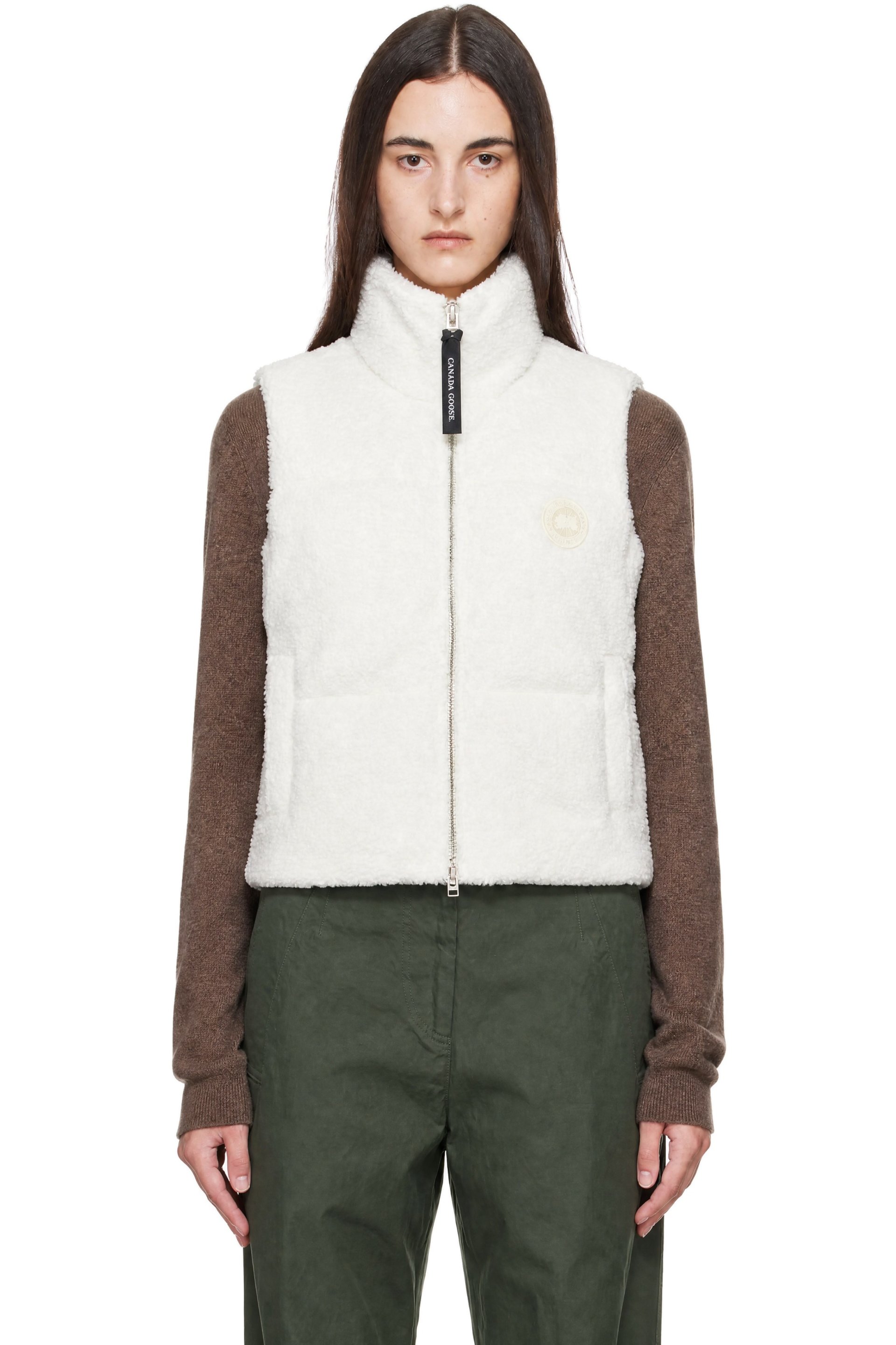 Canada Goose - Veste Fallon blanc cassé rembourré en duvet en molleton
