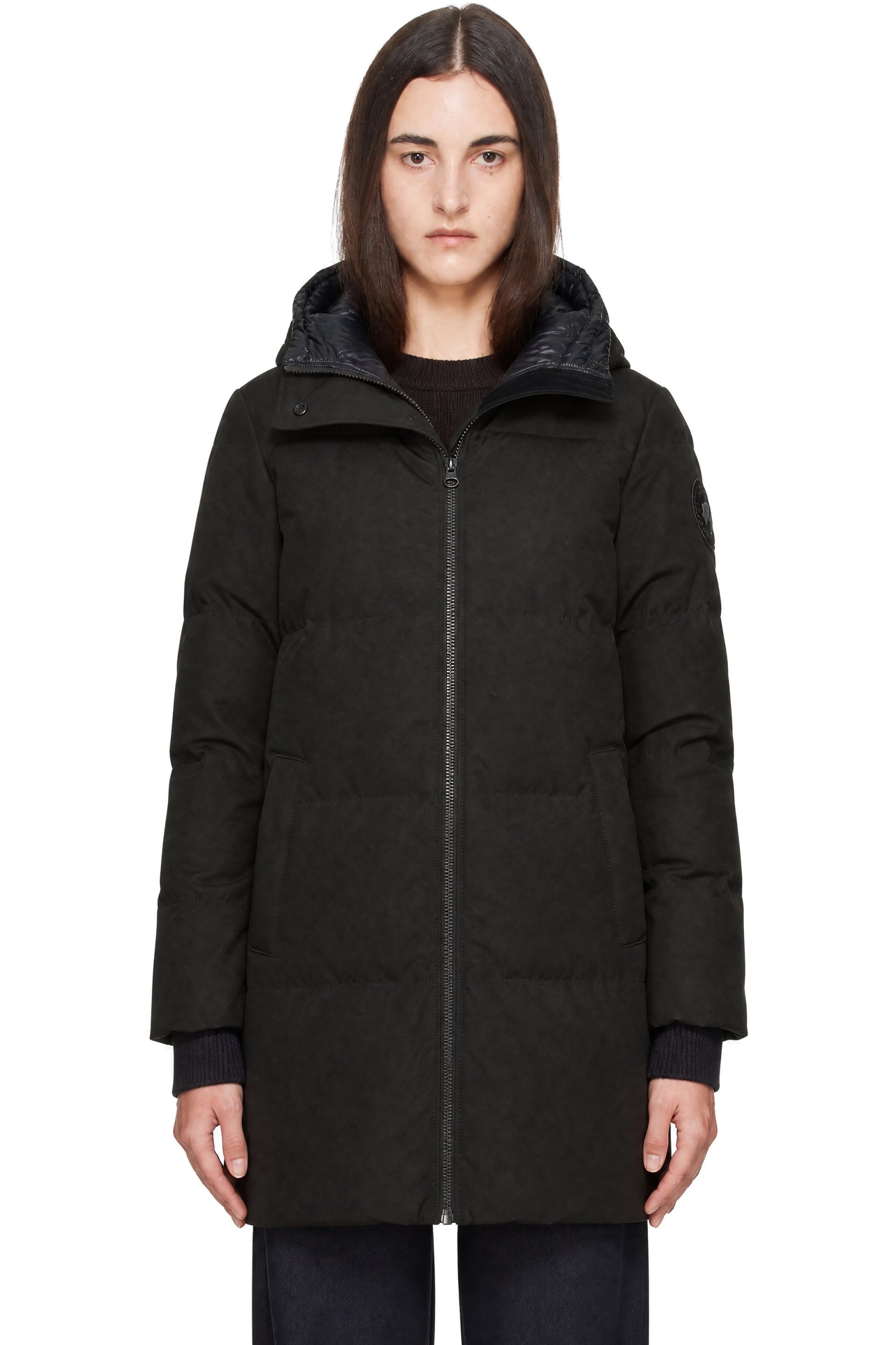 Canada Goose - Parka Louise brun à écusson ton sur ton rembourré en duvet