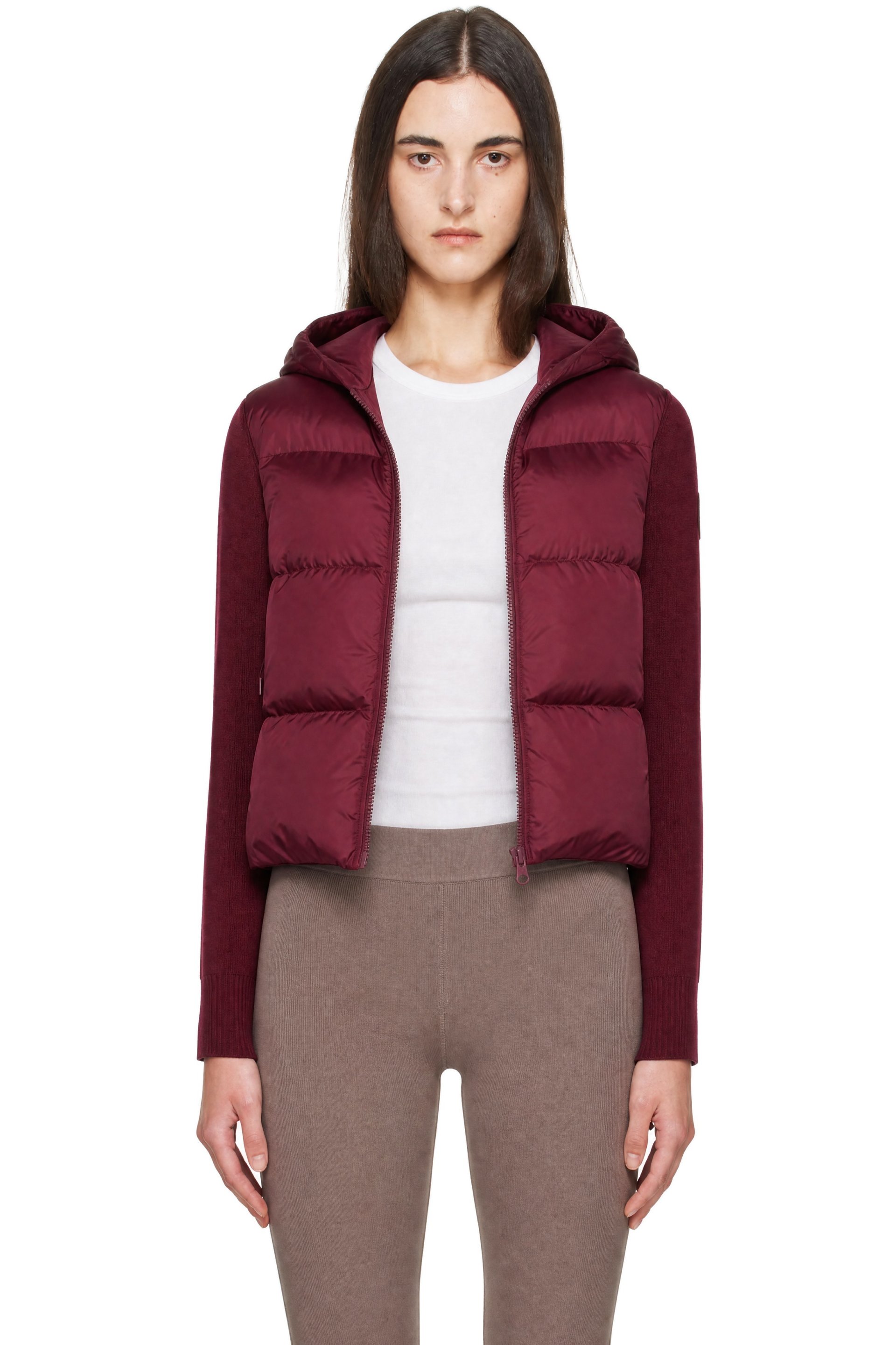 Canada Goose - Blouson à capuche Hybridge bourgogne à écusson ton sur ton