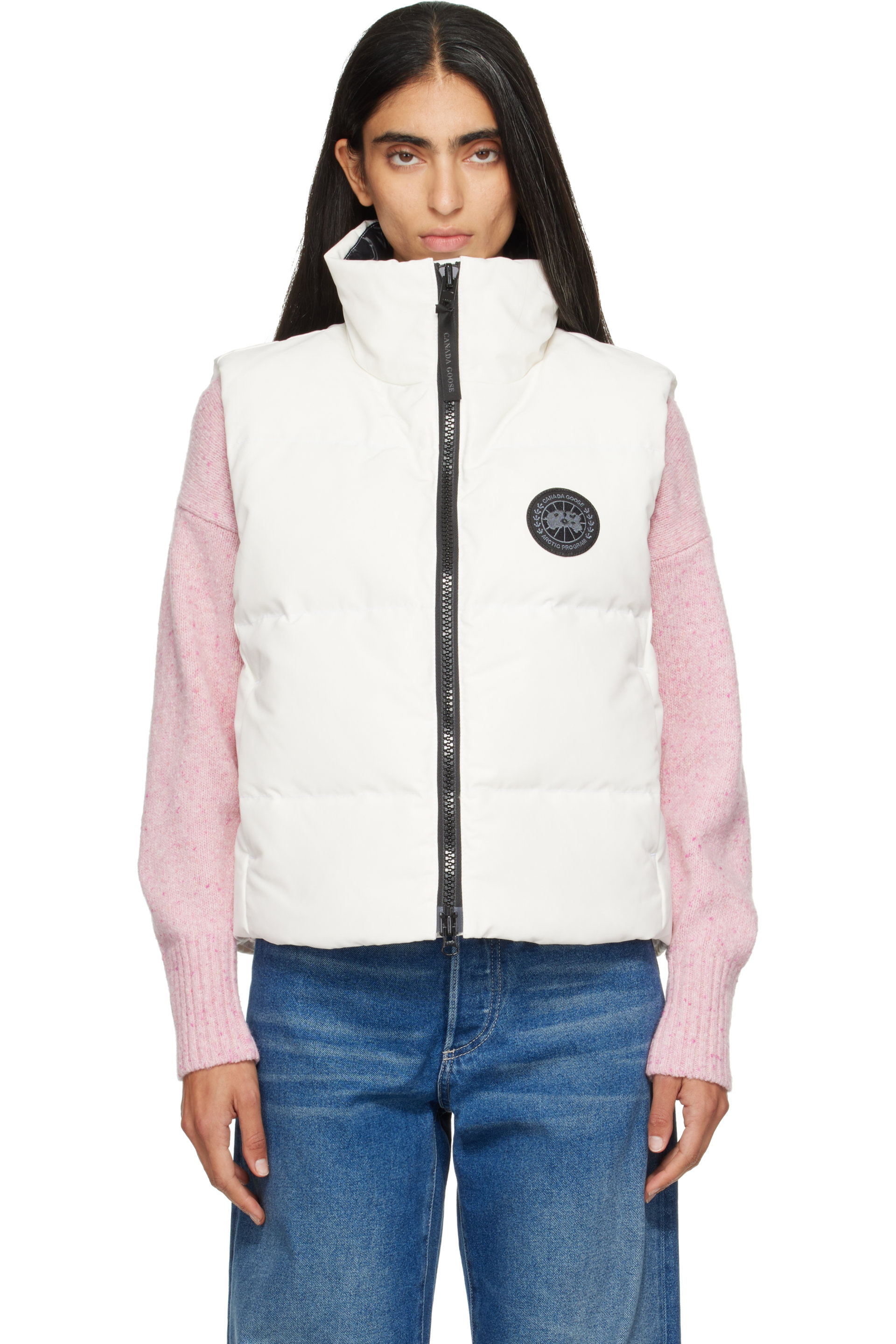 Canada Goose - White Grandview Black Disc Cropped Down Vest
