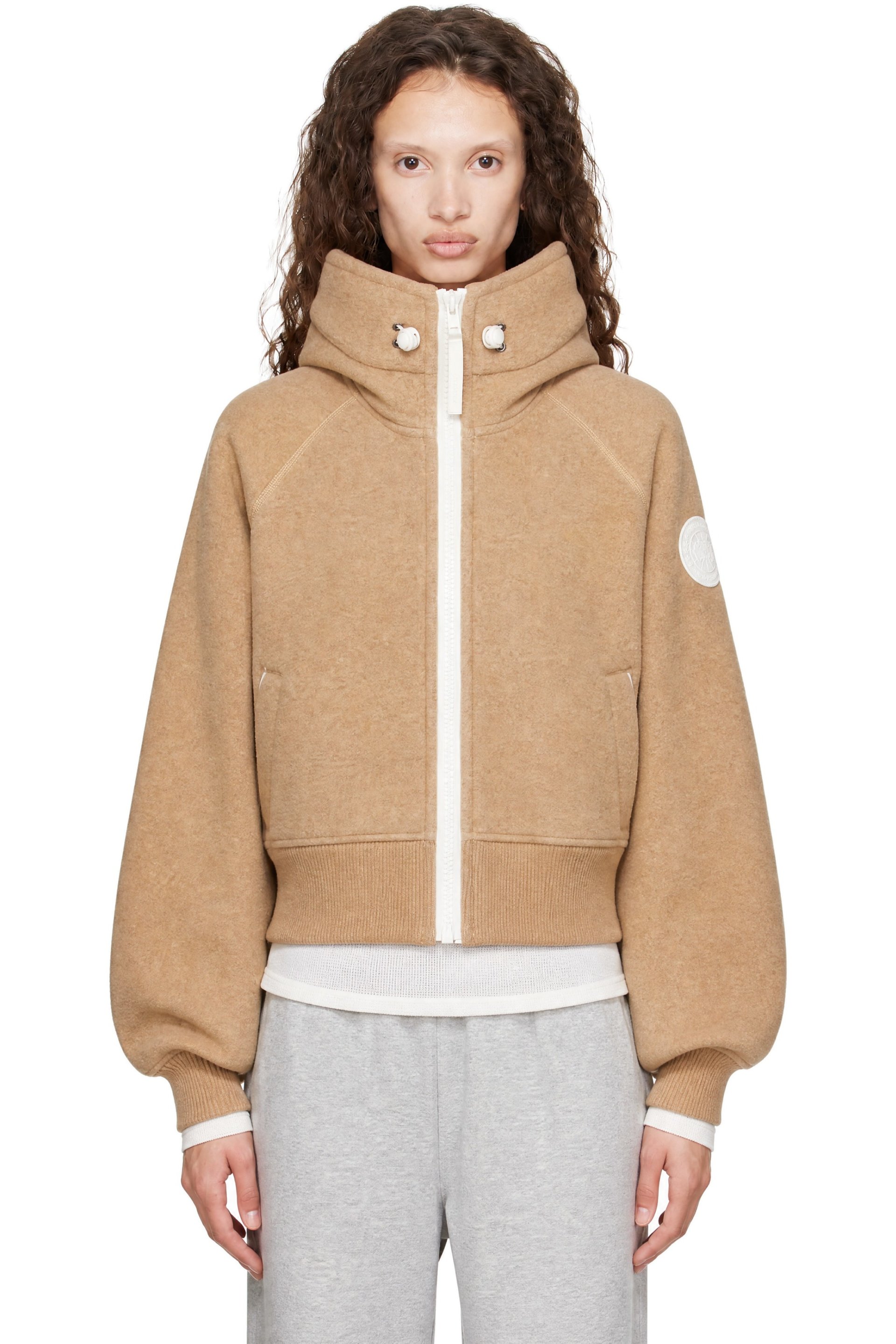 Canada Goose - Beige Chilliwack Fleece White Disc Bomber Jacket