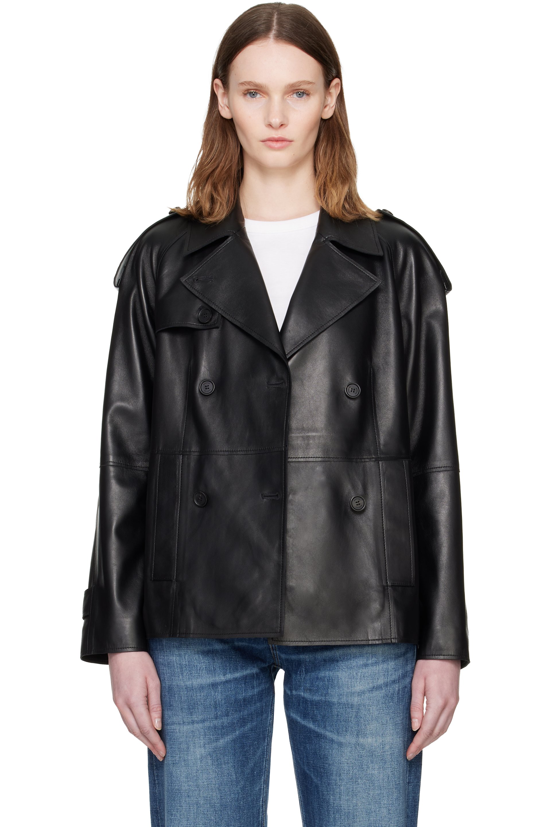 MACKAGE - Black DOLORES Double-Breasted Leather Jacket