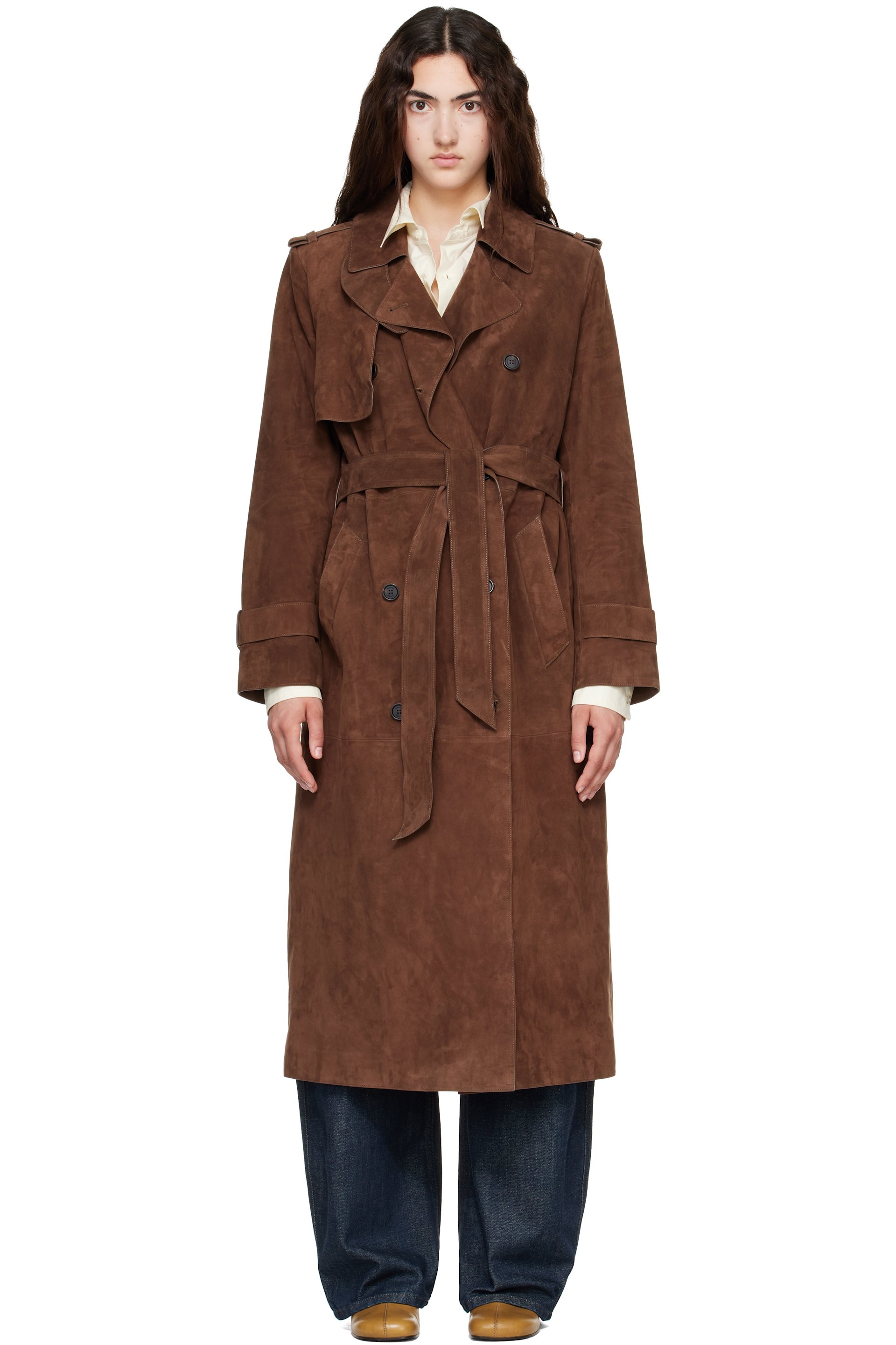 MACKAGE - Brown Gael-SU Maxi Suede Trench Coat