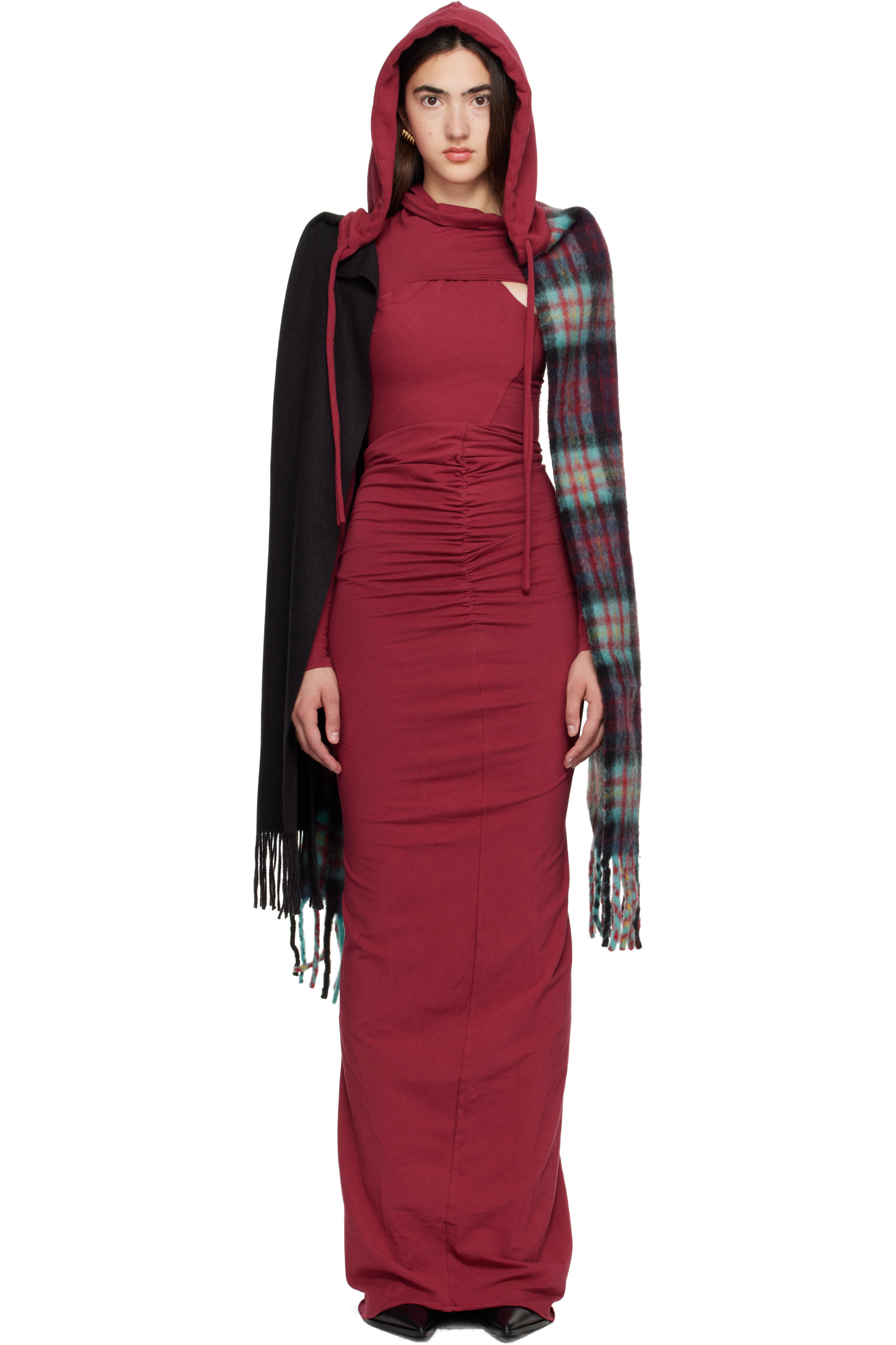 Ottolinger - Burgundy & Black Hooded Scarf