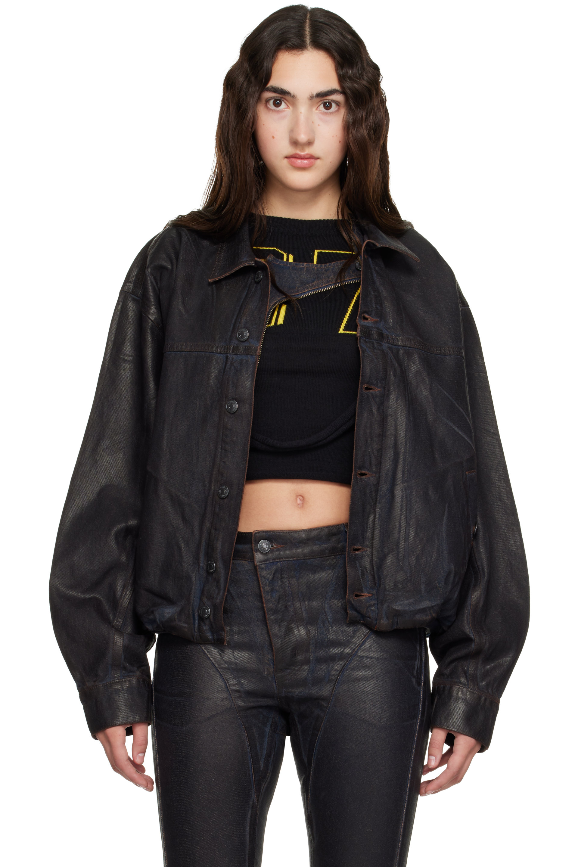 Ottolinger - Brown Glazed Flex Denim Jacket