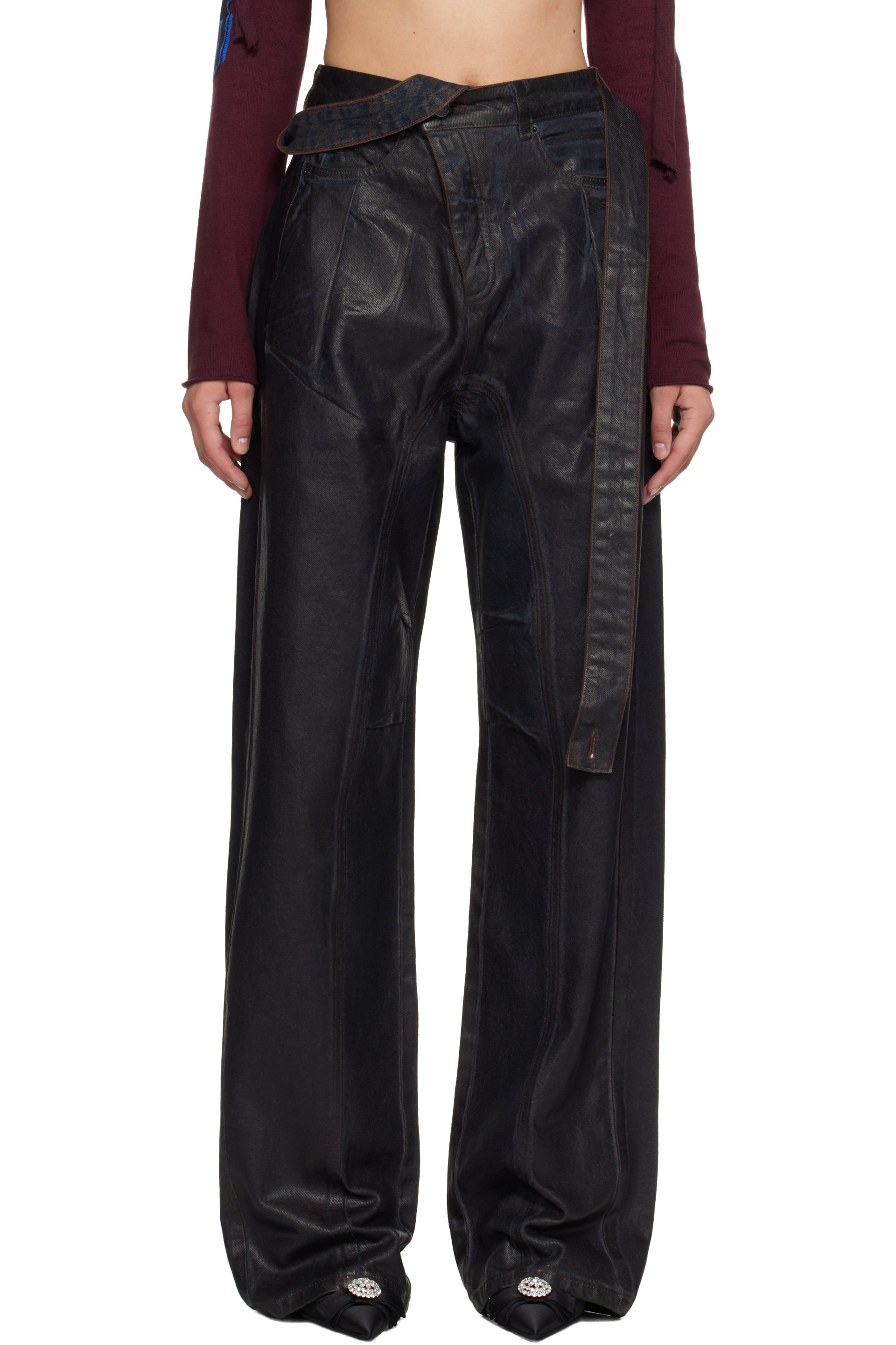 Ottolinger - Brown Glazed Baggy Jeans