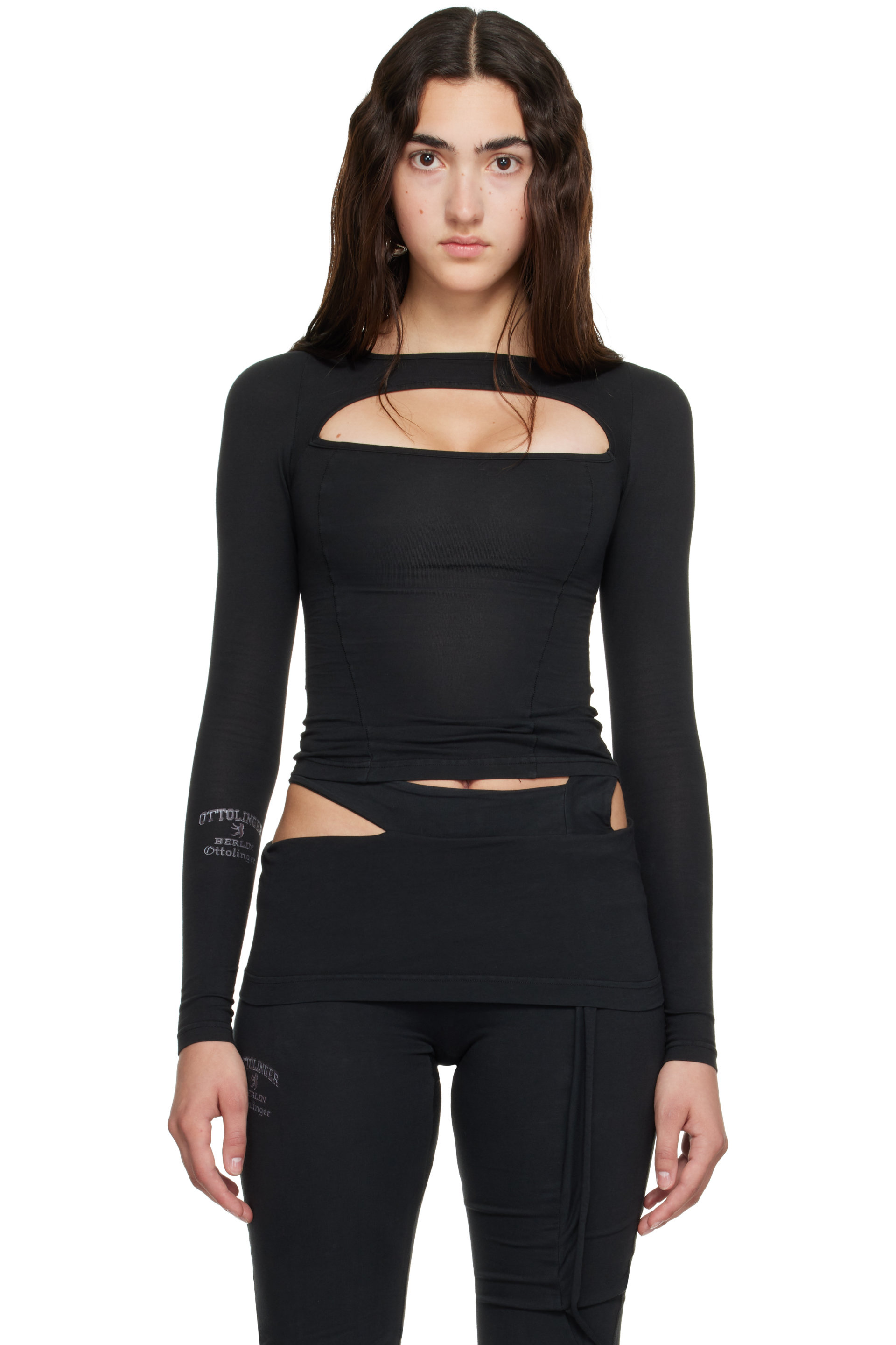 Ottolinger - Black Split Racerback Rib Longsleeve T-shirt