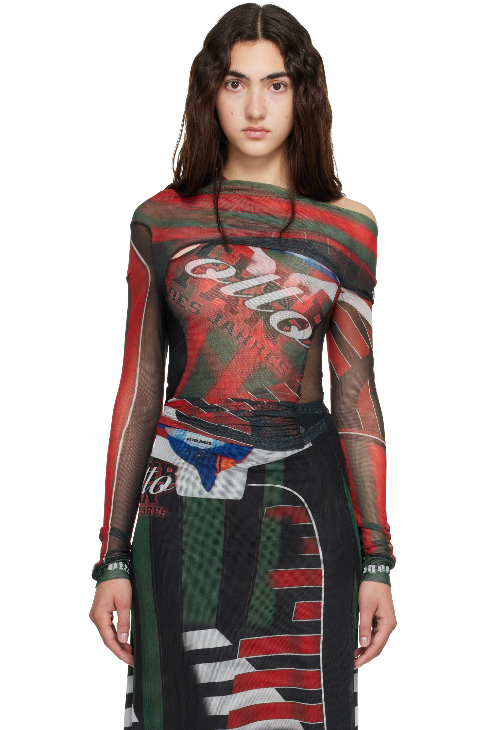 Ottolinger - Multicolor Mesh Twisted Longsleeve T-shirt